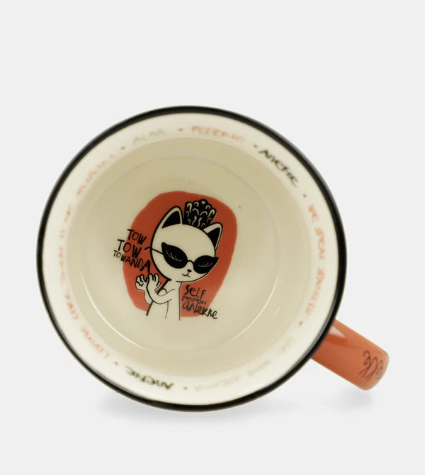 Tazza Anekke in Ceramica con Stampa Artistica e Charm Decorativo Arancione TU | Giò Fashion