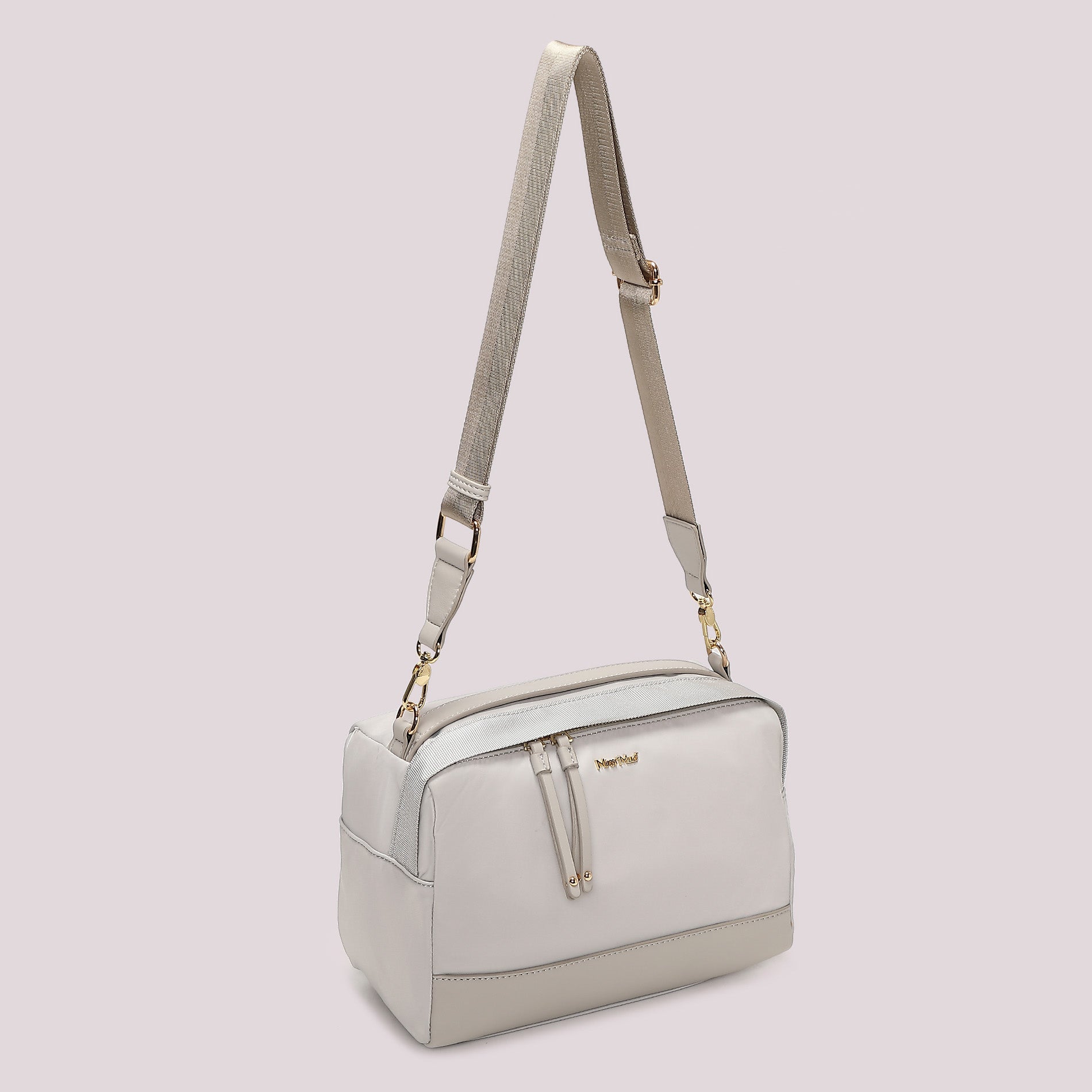 Borsa a tracolla Mimi Mua donna con doppia zip e design minimal elegante GRIGIO CHIARO TU | Giò Fashion
