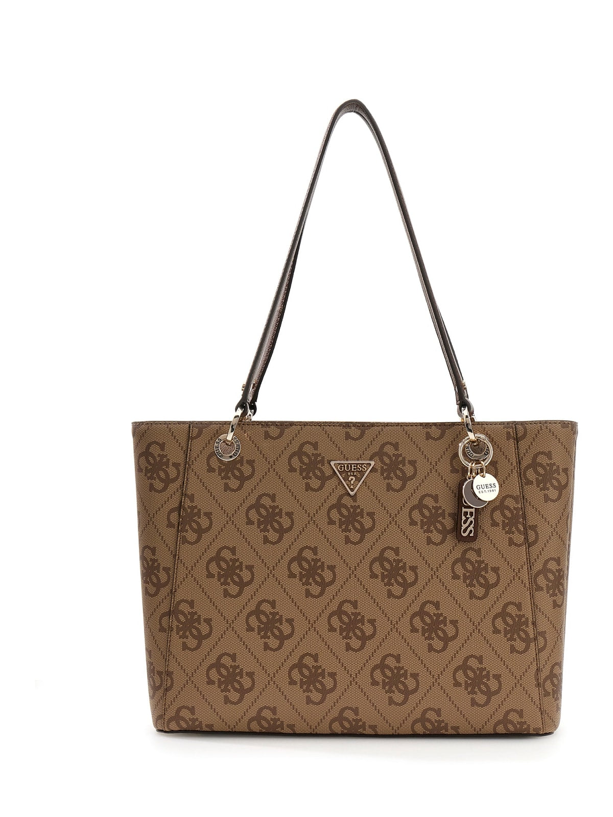 Shopping bag Guess donna logo all over con charm e manici a spalla