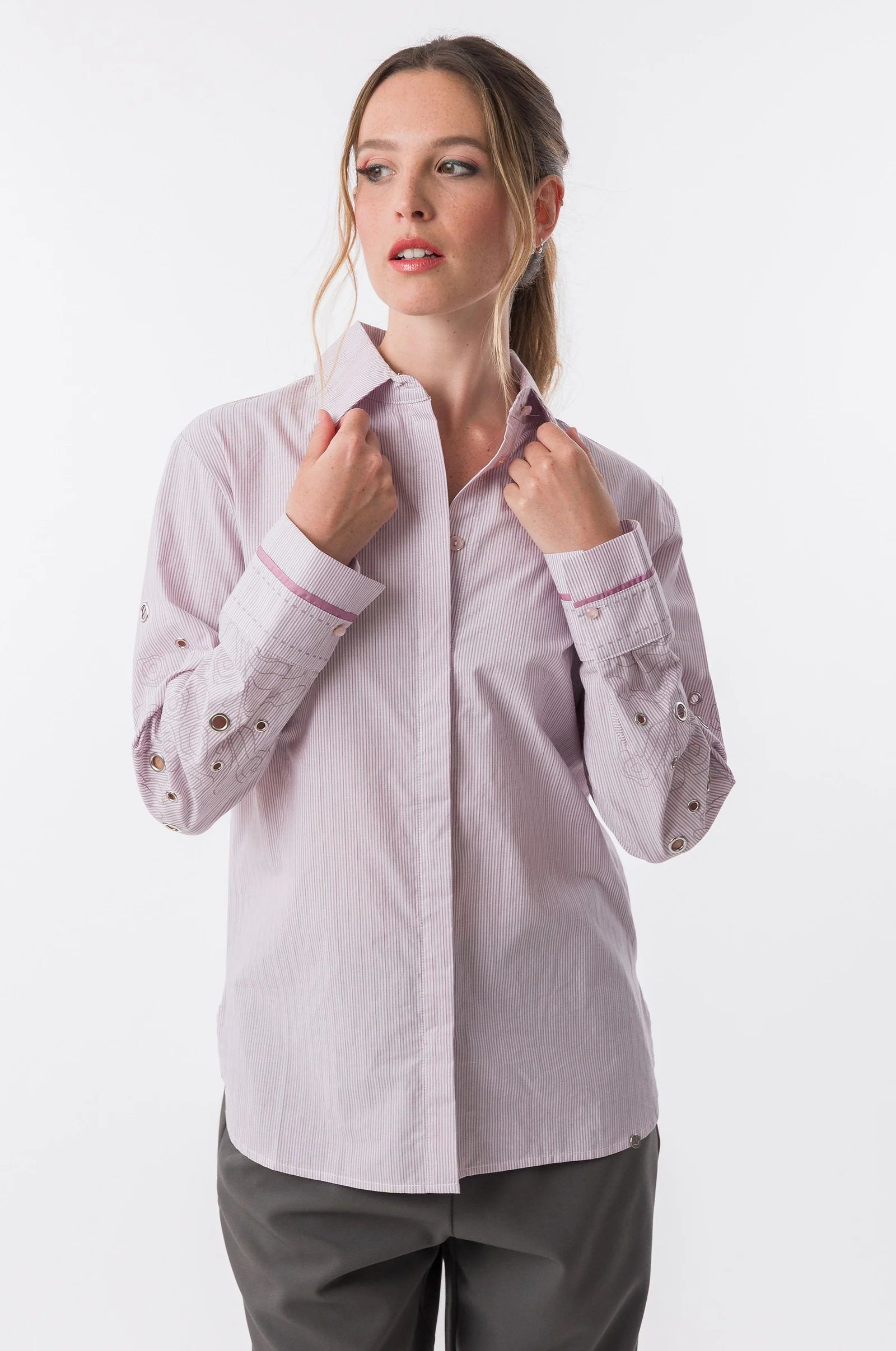 Camicia Donna Anekke a Righe con Dettagli Ricamati