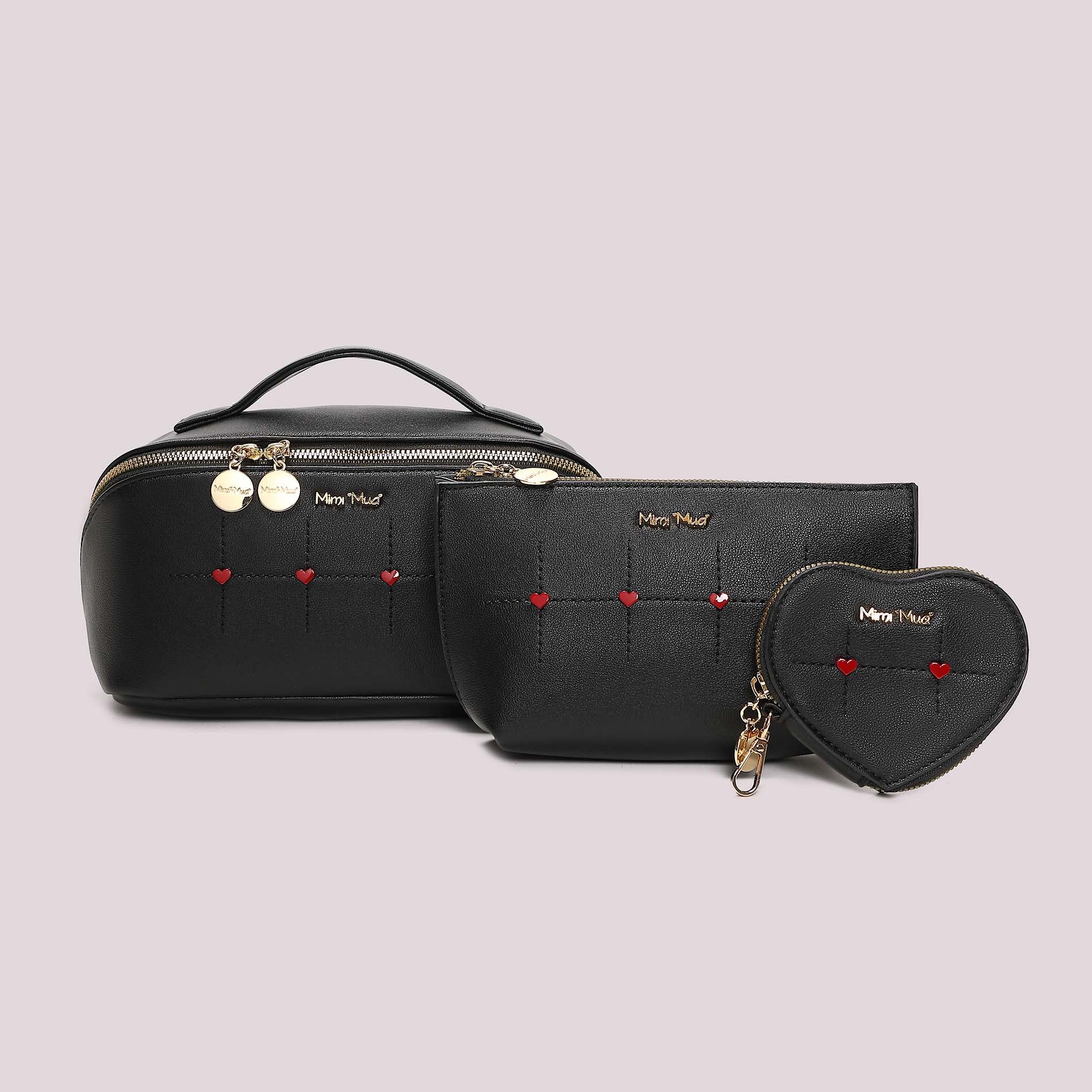 Set beauty donna Mimi Mua con pochette e portamonete coordinati design romantico Nero TU | Giò Fashion