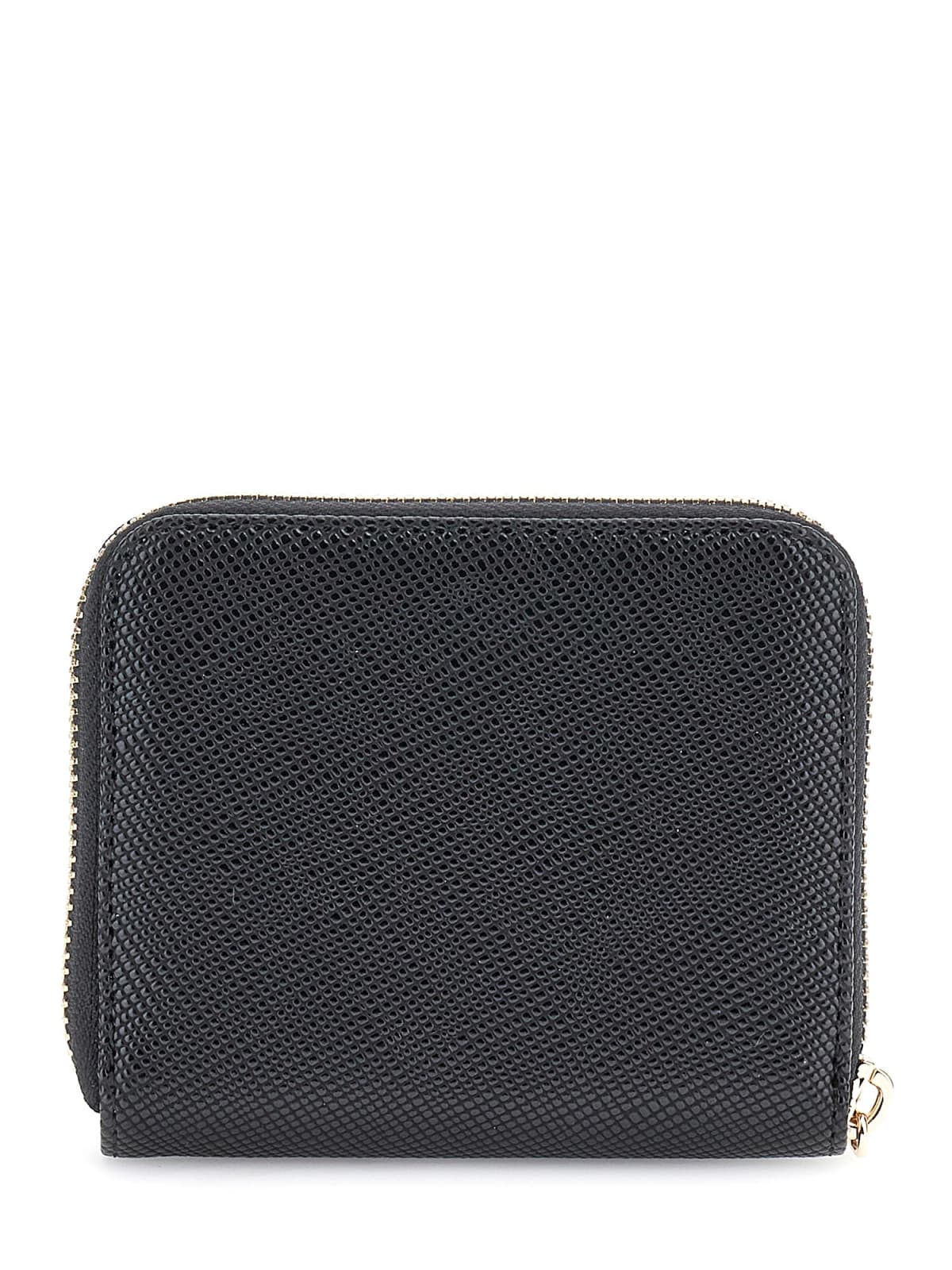Portafoglio Guess donna con zip logo frontale e texture Nero TU | Giò Fashion