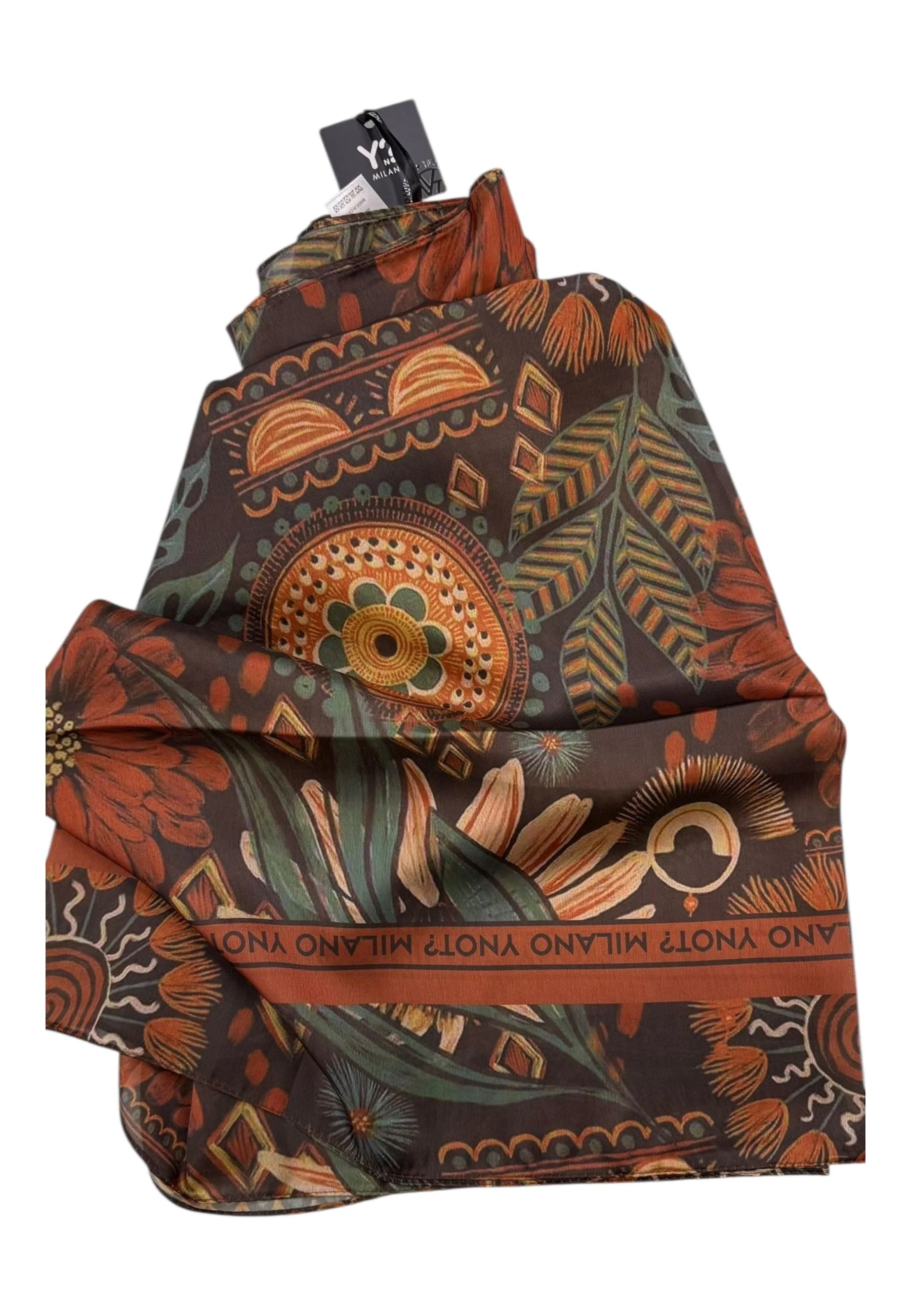 Foulard Y Not con bordo logato elegante Arancione TU | Giò Fashion