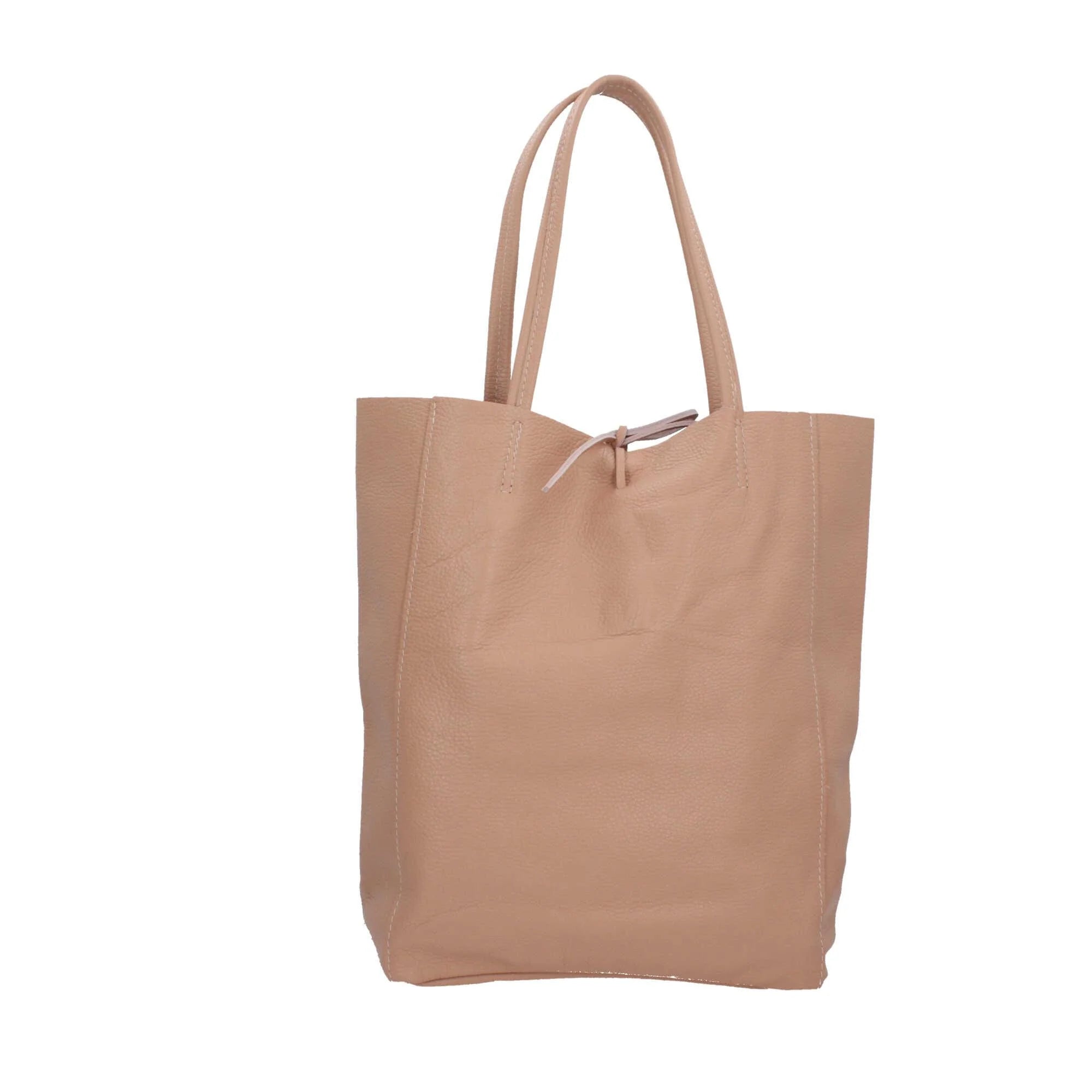 Borsa shopper Made in Italy in pelle con chiusura a laccio Beige TU | Giò Fashion