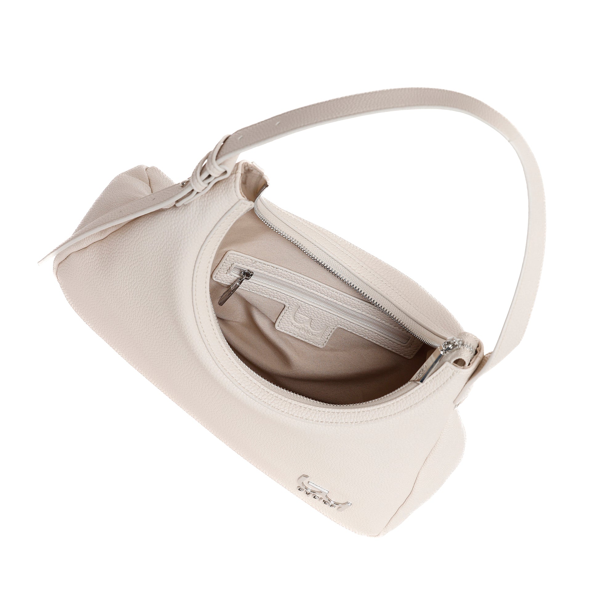 Borsa a spalla Byblos donna in ecopelle morbida con zip e logo frontale AVORIO TU | Giò Fashion