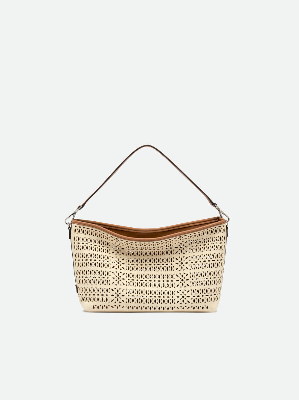 Borsa a spalla Gianni Chiarini traforata con tracolla removibile e design moderno Beige TU | Giò Fashion