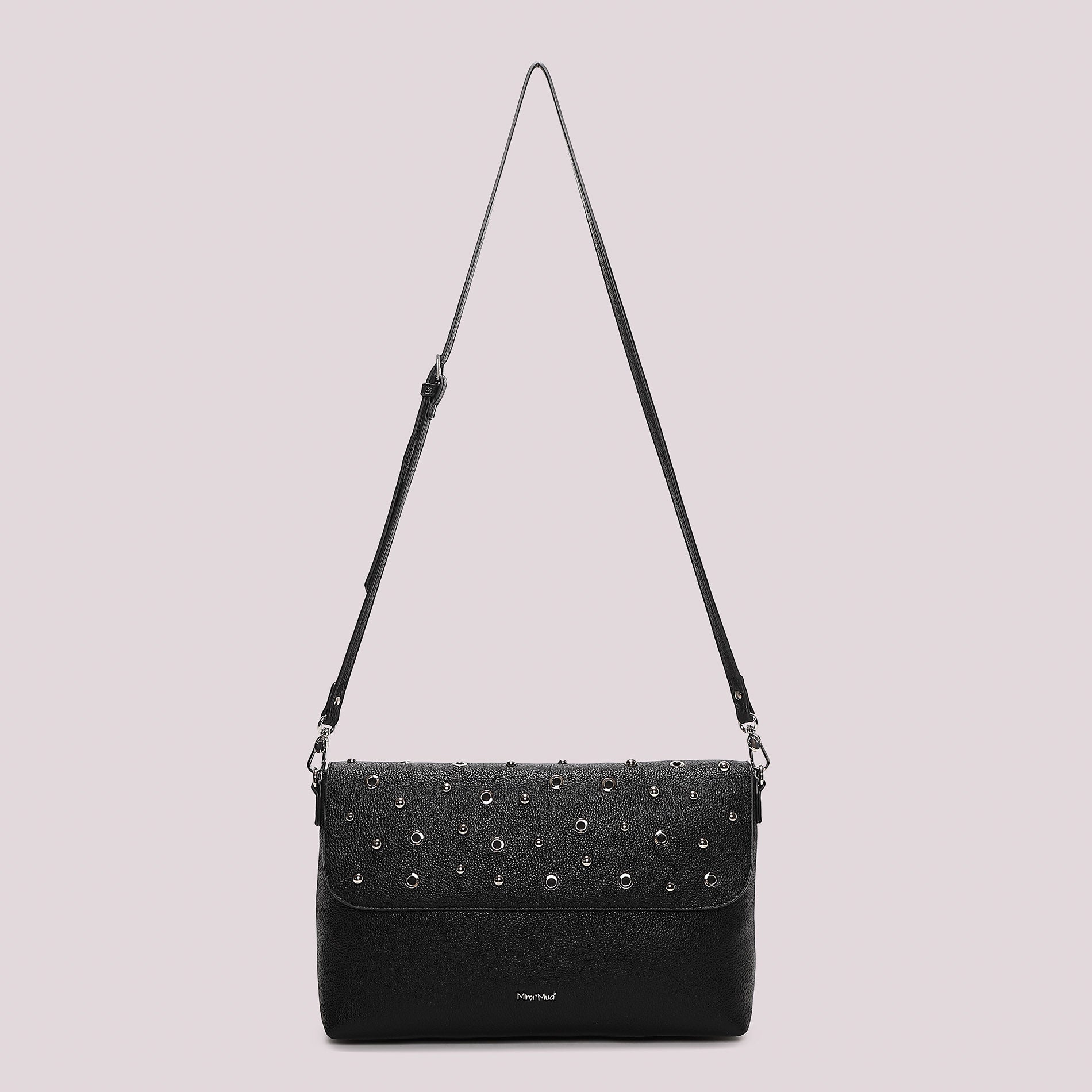 Borsa tracolla donna con borchie design minimal elegante Nero TU | Giò Fashion