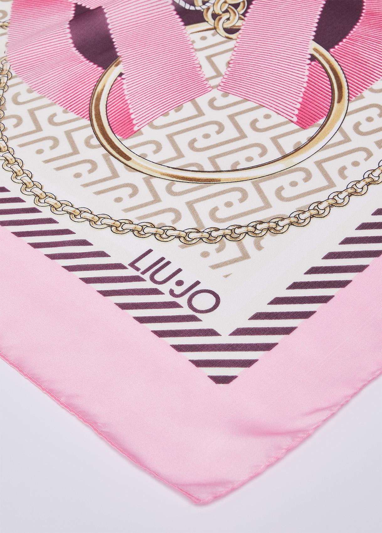 Foulard Liu Jo donna con stampa catene e logo Peaches TU | Giò Fashion