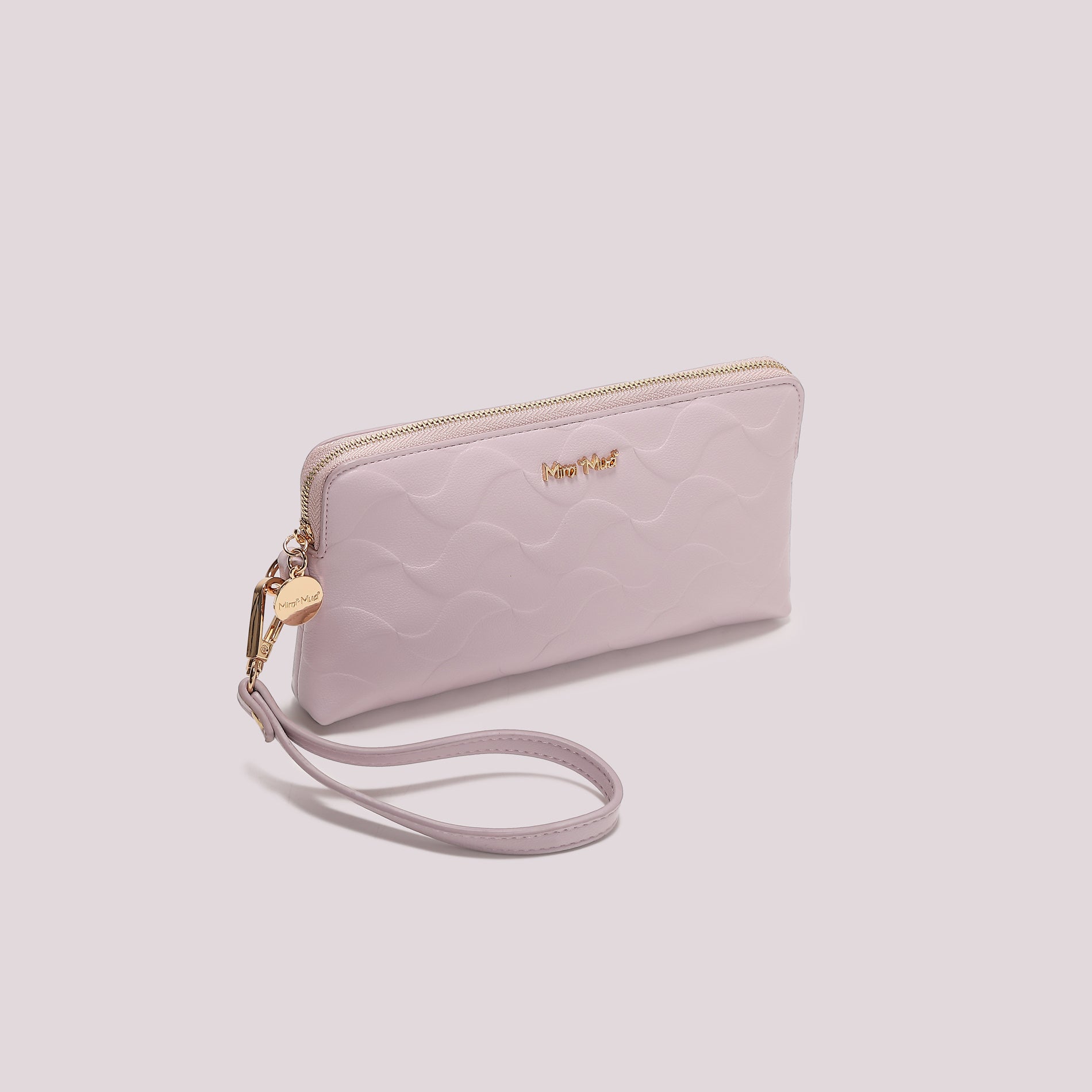 Portafoglio donna Mimi Mua con zip e laccetto da polso design moderno Lilla TU | Giò Fashion