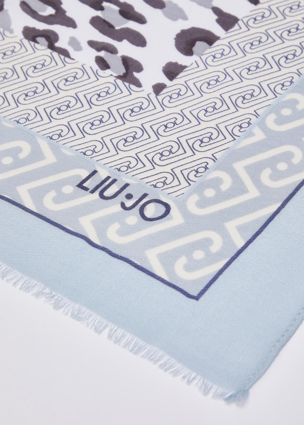 Sciarpa Liu Jo donna con stampa animalier e logo Blu TU | Giò Fashion