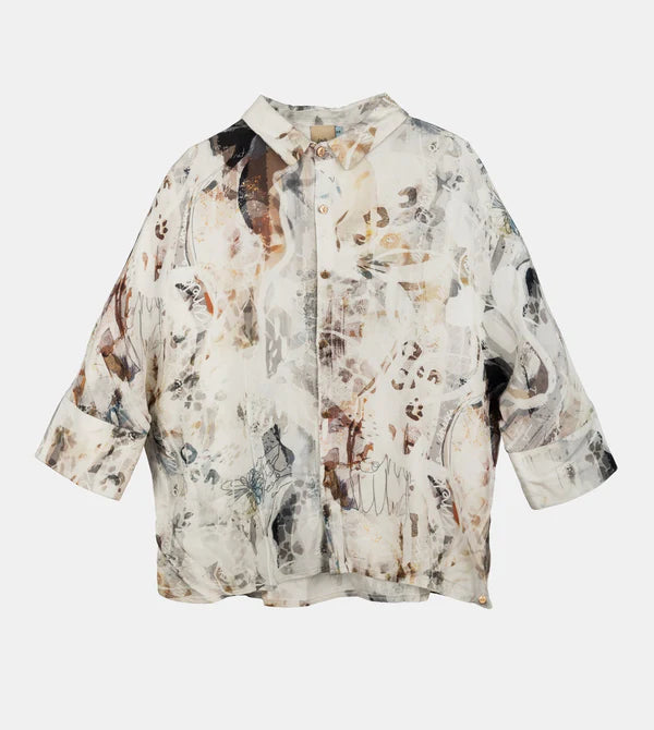 Camicia oversize Anekke con stampa artistica Blu S/M | Giò Fashion