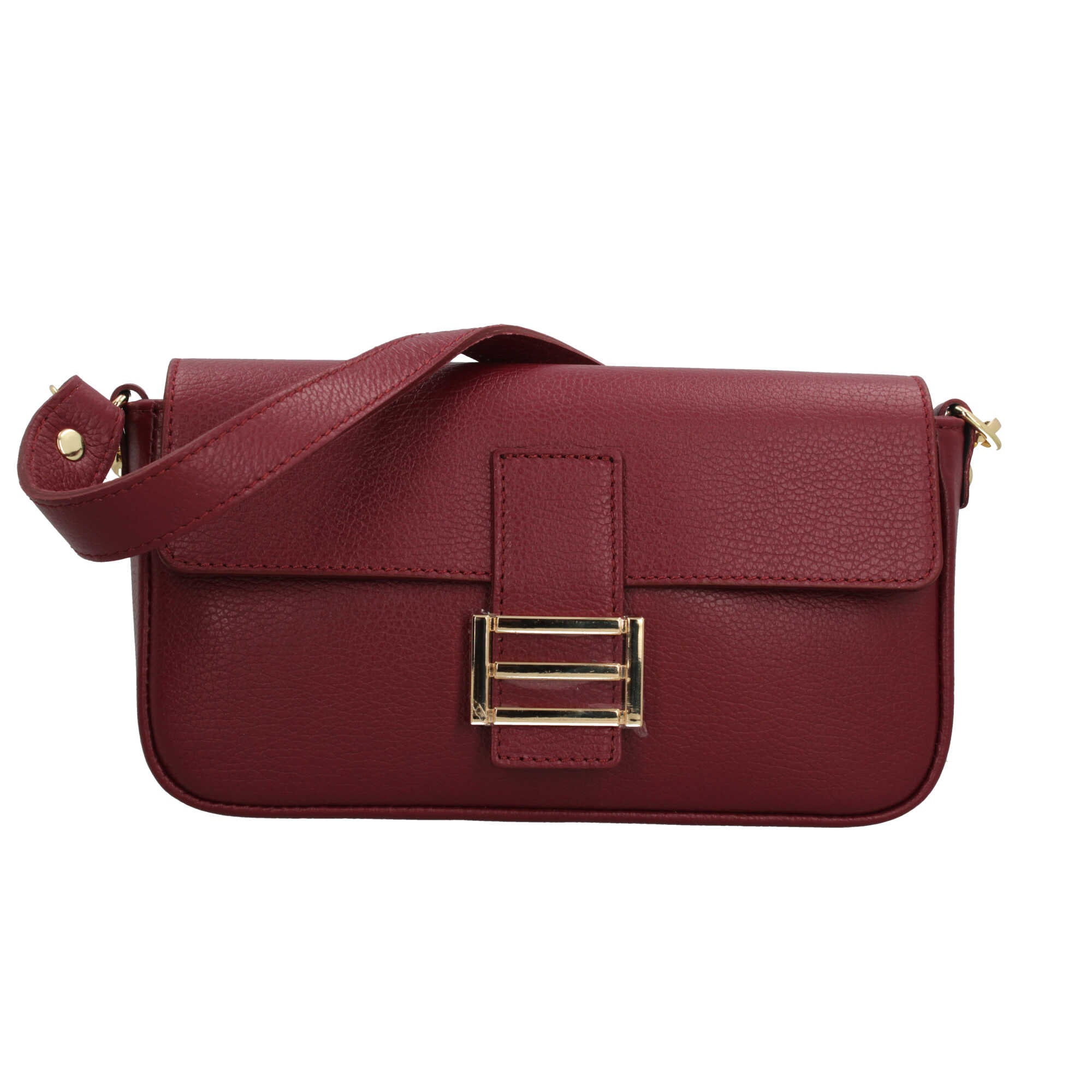 Borsa a tracolla in vera pelle martellata Made in Italy BORDEAUX TU | Giò Fashion