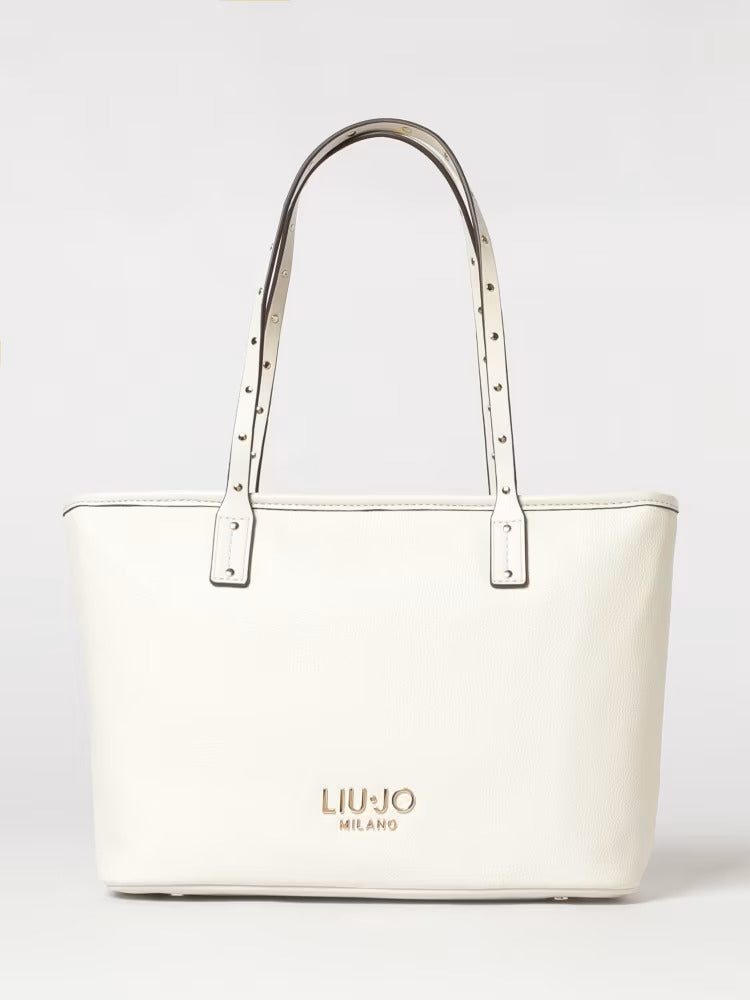 Shopping bag Liu Jo elegante con manici lunghi e logo frontale Cream TU | Giò Fashion