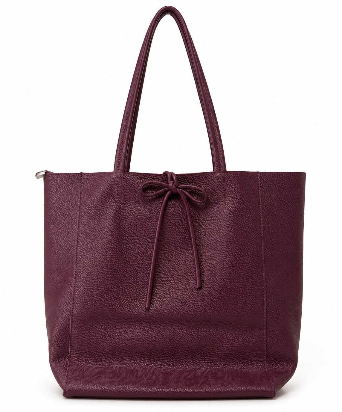 Borsa Shopper in Vera Pelle con Fiocco Decorativo
