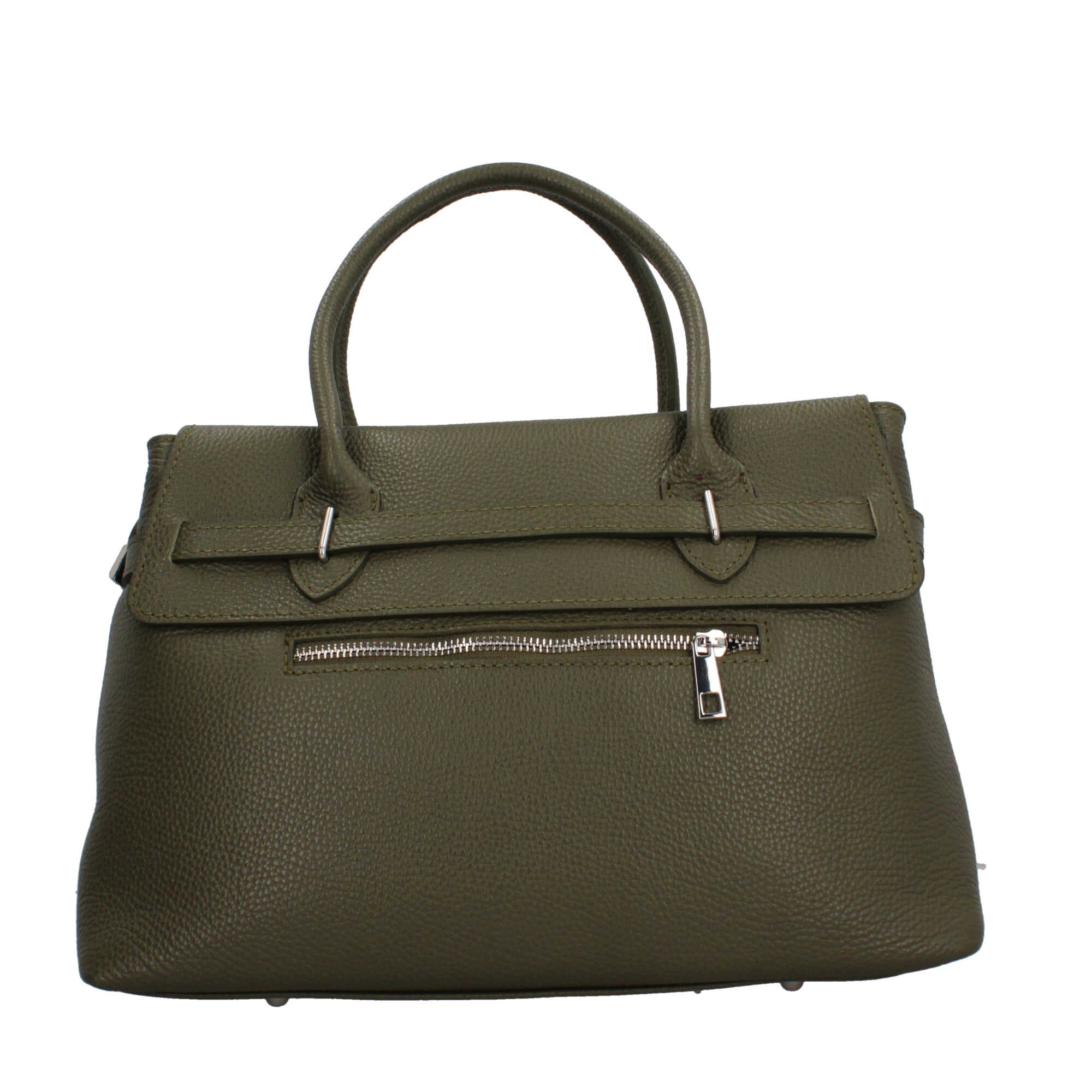 Borsa Made in Italy con manici rigidi e chiusura con dettaglio metallico VERDE TU | Giò Fashion