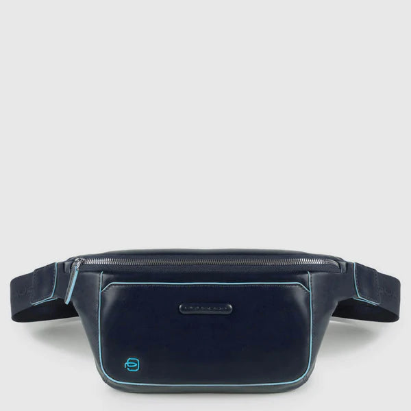 Marsupio uomo Piquadro in pelle con tasca frontale e logo iconico BLU TU | Giò Fashion
