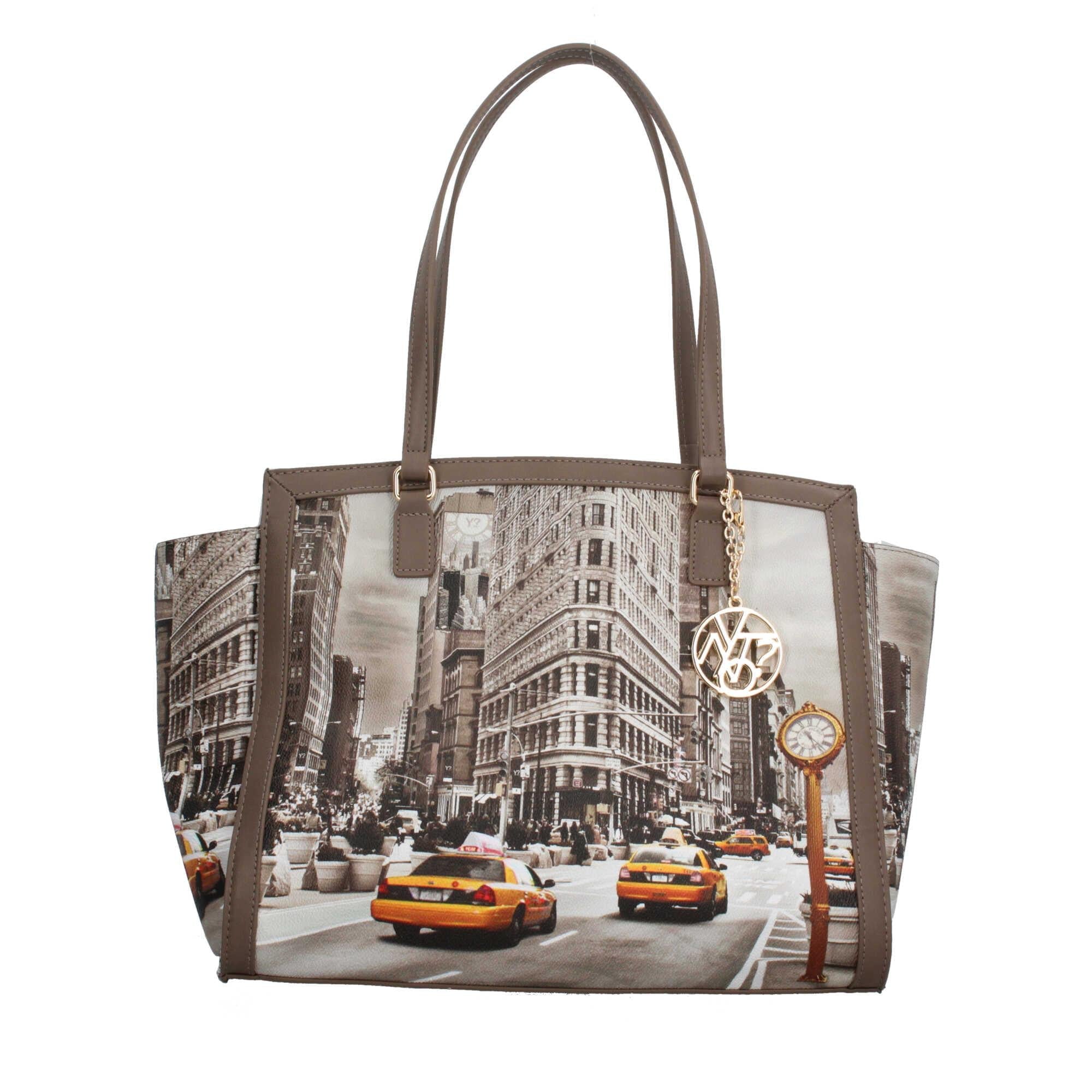 Borsa shopping YNot con grafica creativa e pendente NEW YORK TU | Giò Fashion