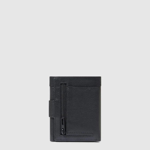 Portafoglio Piquadro in pelle con chiusura a bottone e tasca con zip Nero TU | Giò Fashion