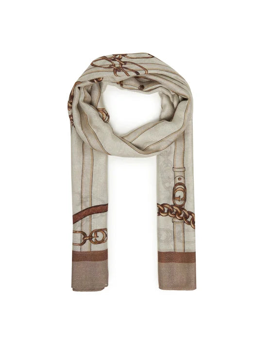 Guess sciarpa con stampa catene e logo Marrone TU | Giò Fashion