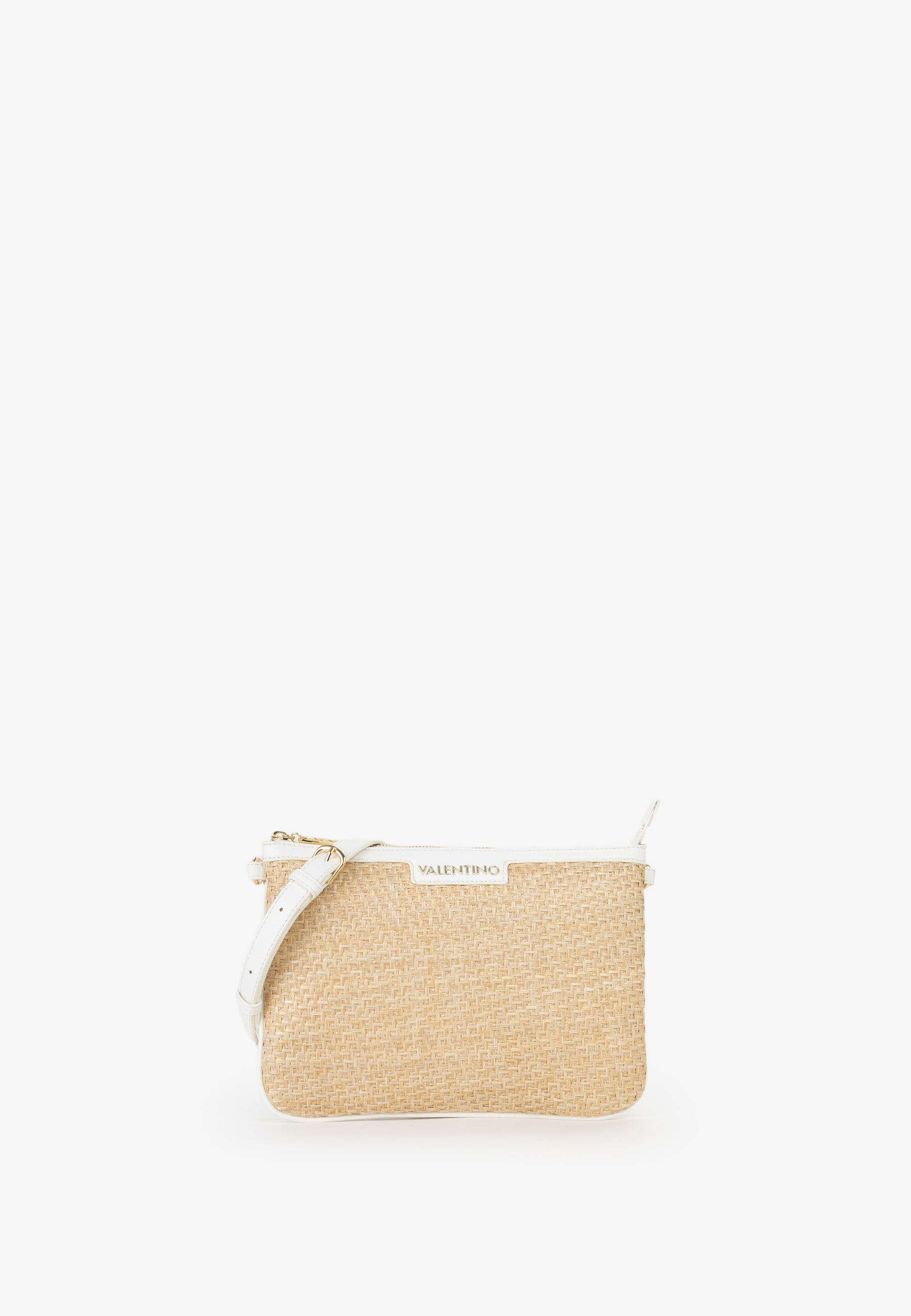 Pochette donna Mario Valentino effetto rafia con tracolla regolabile e design compatto Bianco TU | Giò Fashion