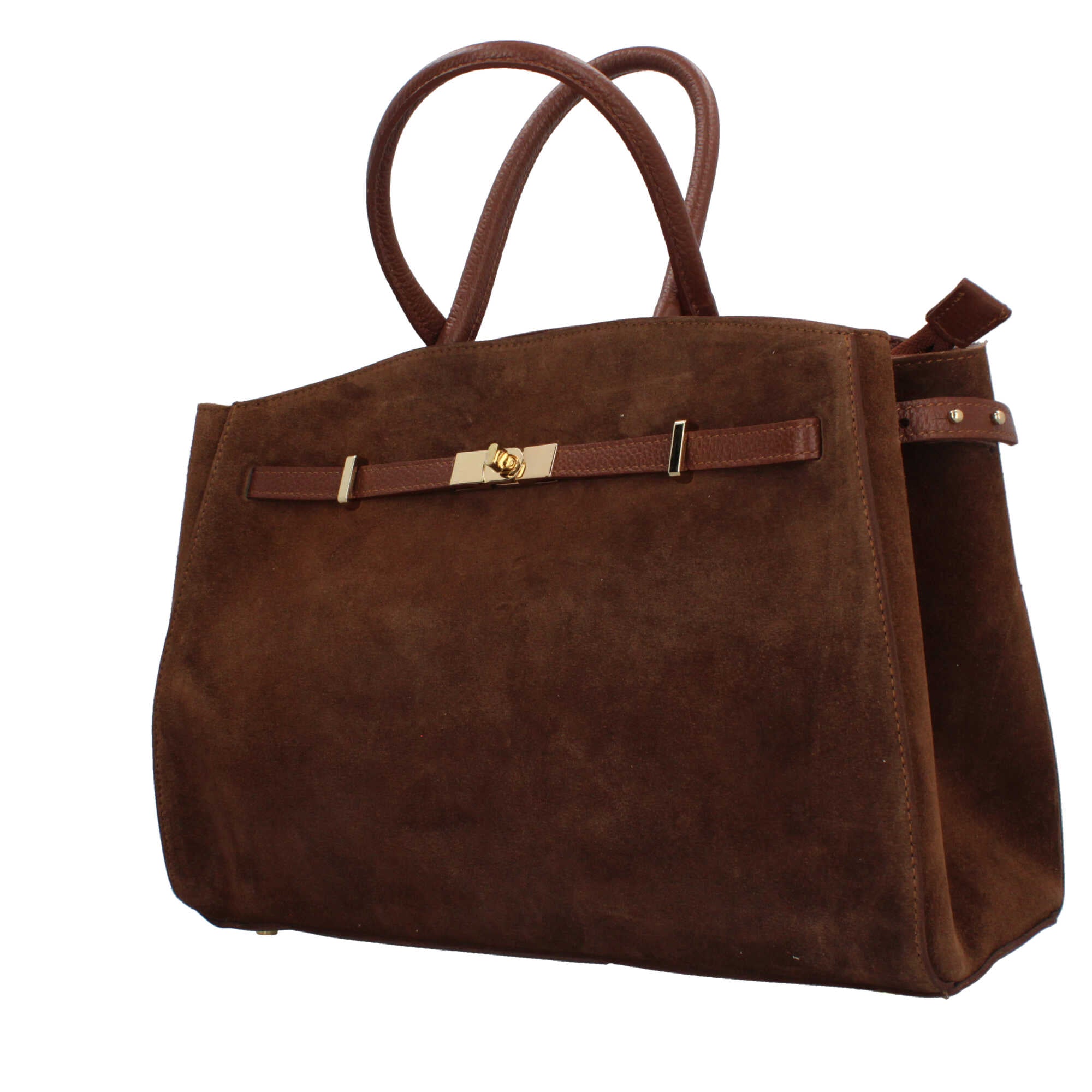 Borsa Made in Italy in stile elegante con manici rigidi e dettaglio frontale Marrone TU | Giò Fashion