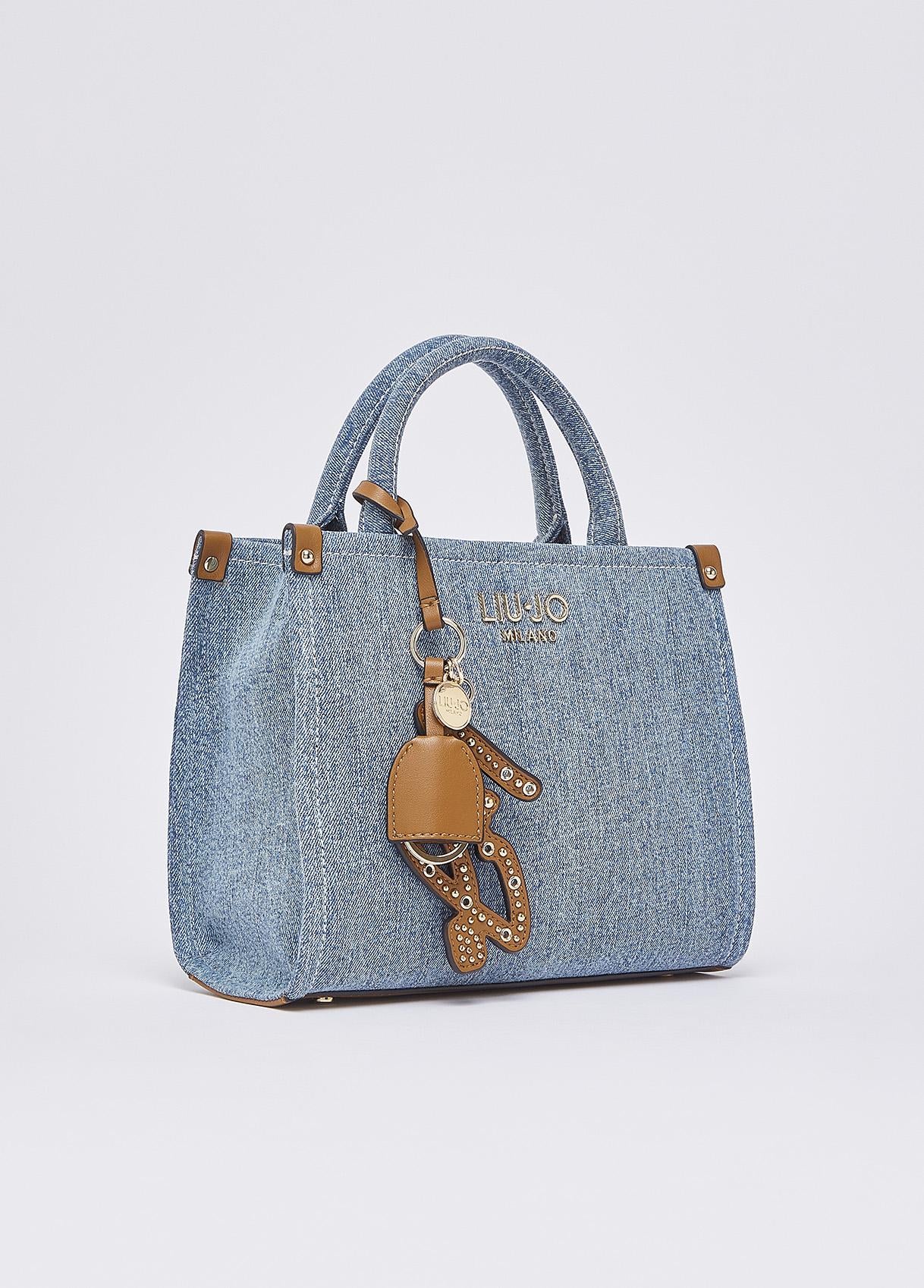 Borsa Shopping Liu Jo Milano con Charm Decorativo e Manici a Mano Denim TU | Giò Fashion