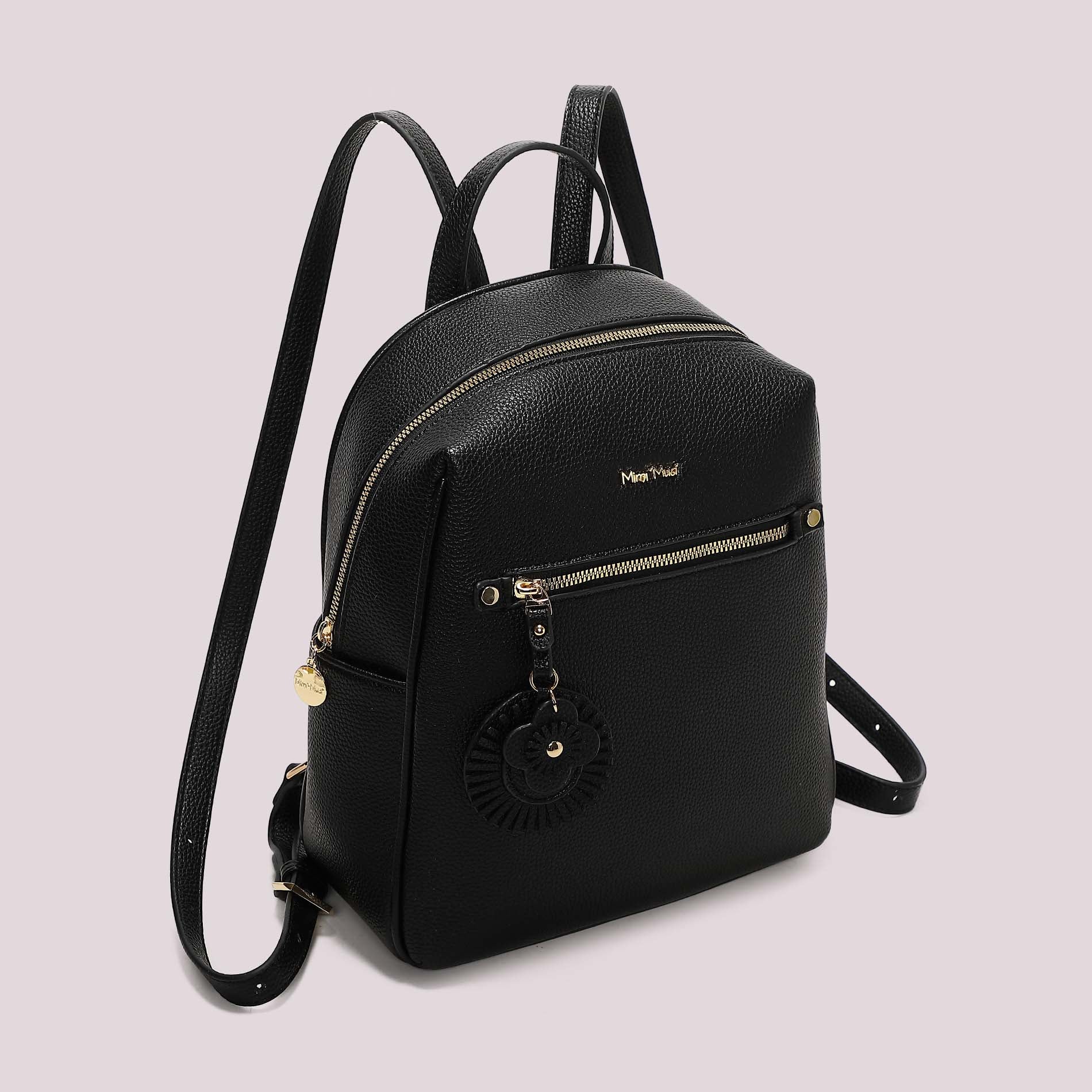 Zaino donna rosso Mimi Mua con tasca frontale e charm decorativo