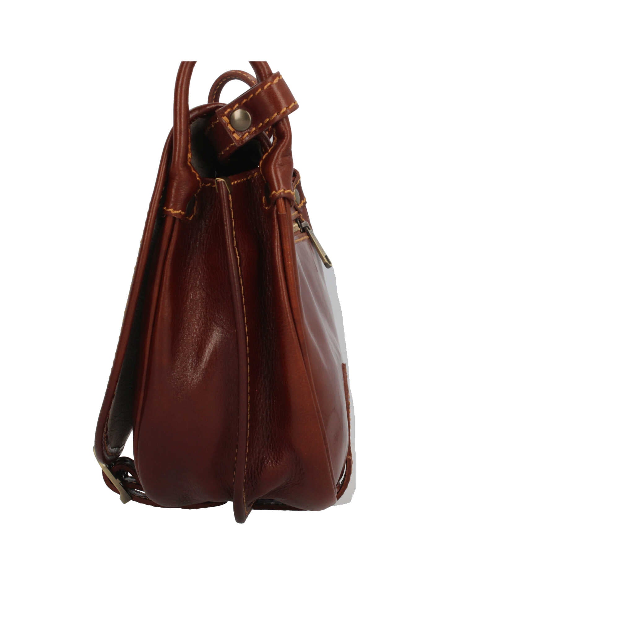 borsa a spalla con chiusura con patta made in italy in vera pelle Marrone TU | Giò Fashion