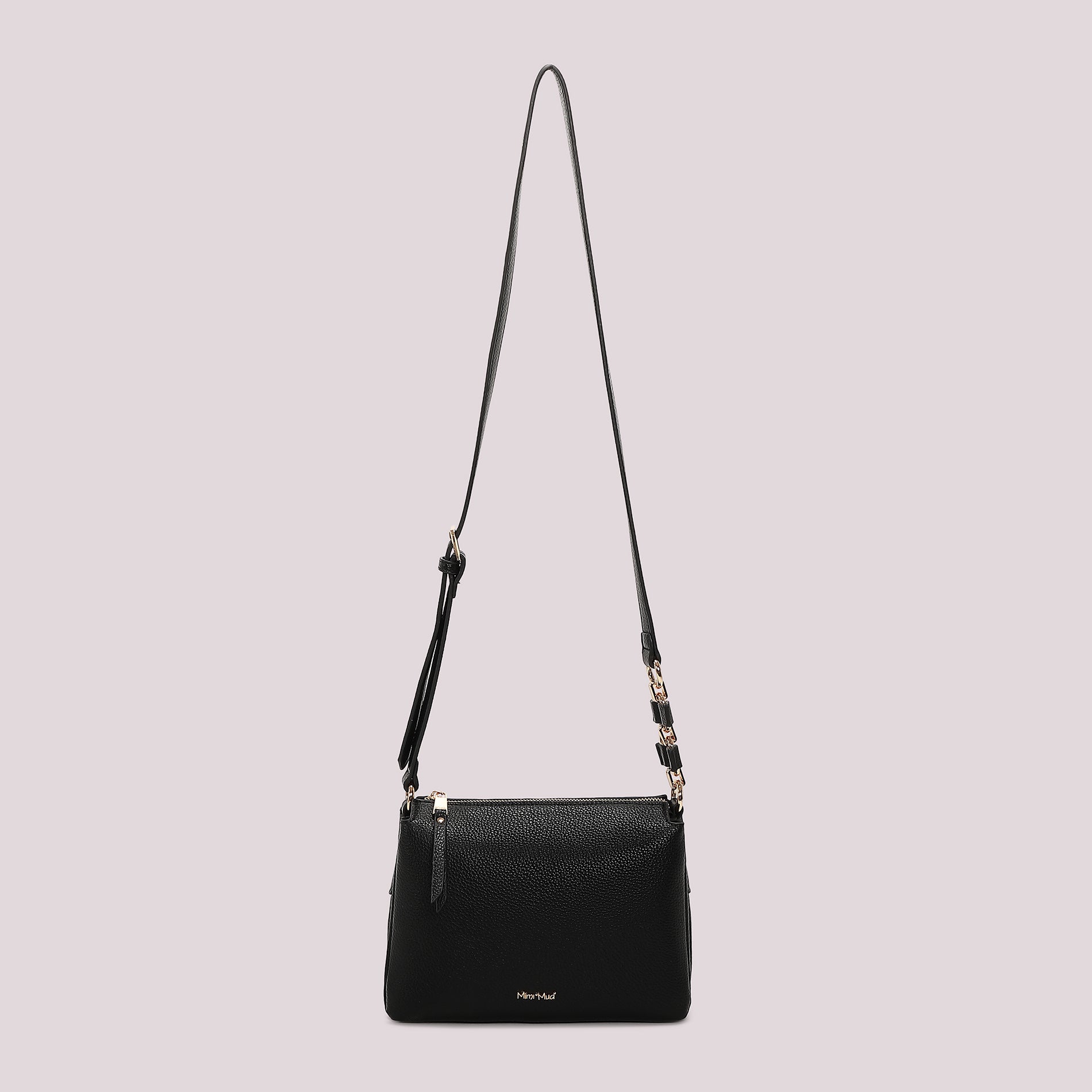 Borsa tracolla Mimi Mua minimal con zip e dettaglio catena Nero TU | Giò Fashion