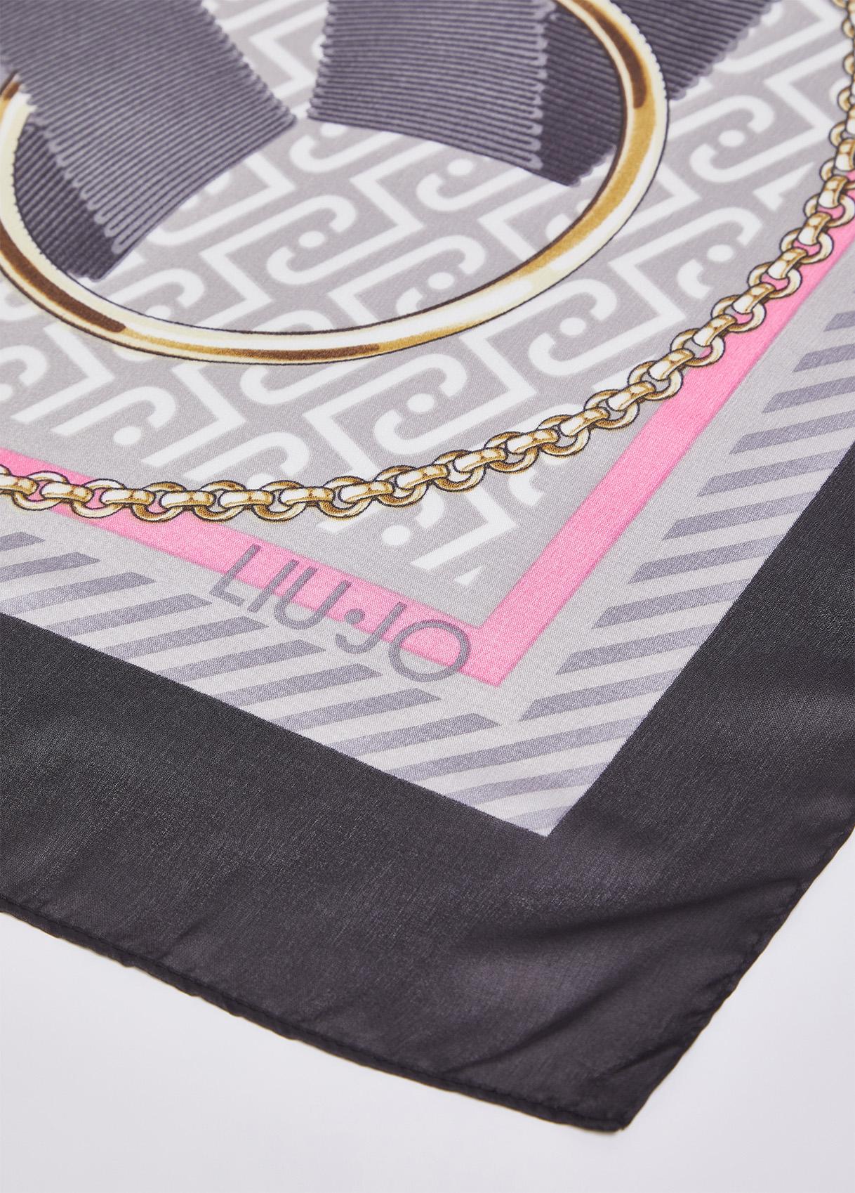 Foulard Liu Jo donna con stampa catene e logo Nero TU | Giò Fashion
