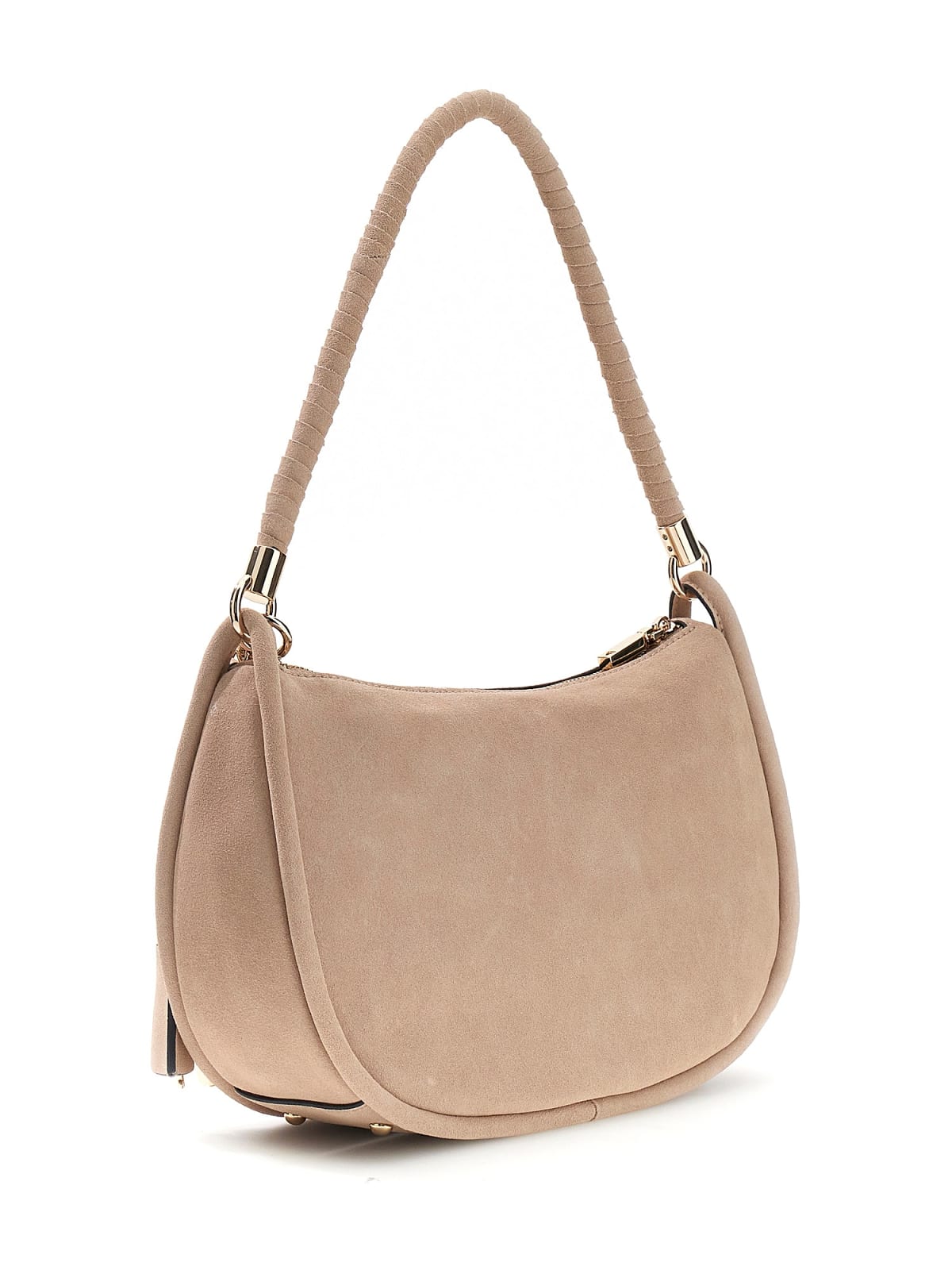 Borsa a spalla Guess donna effetto suede con logo e charm TAUPE TU | Giò Fashion