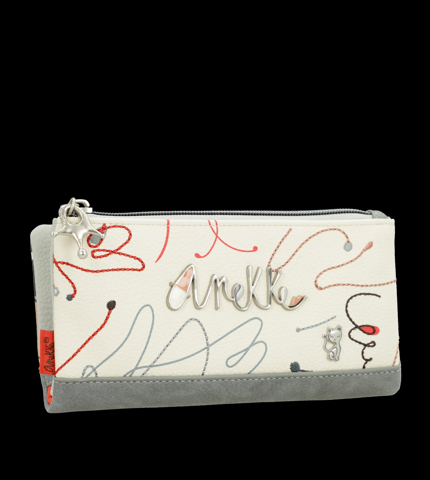 Portafoglio Anekke con ricami artistici e chiusura zip