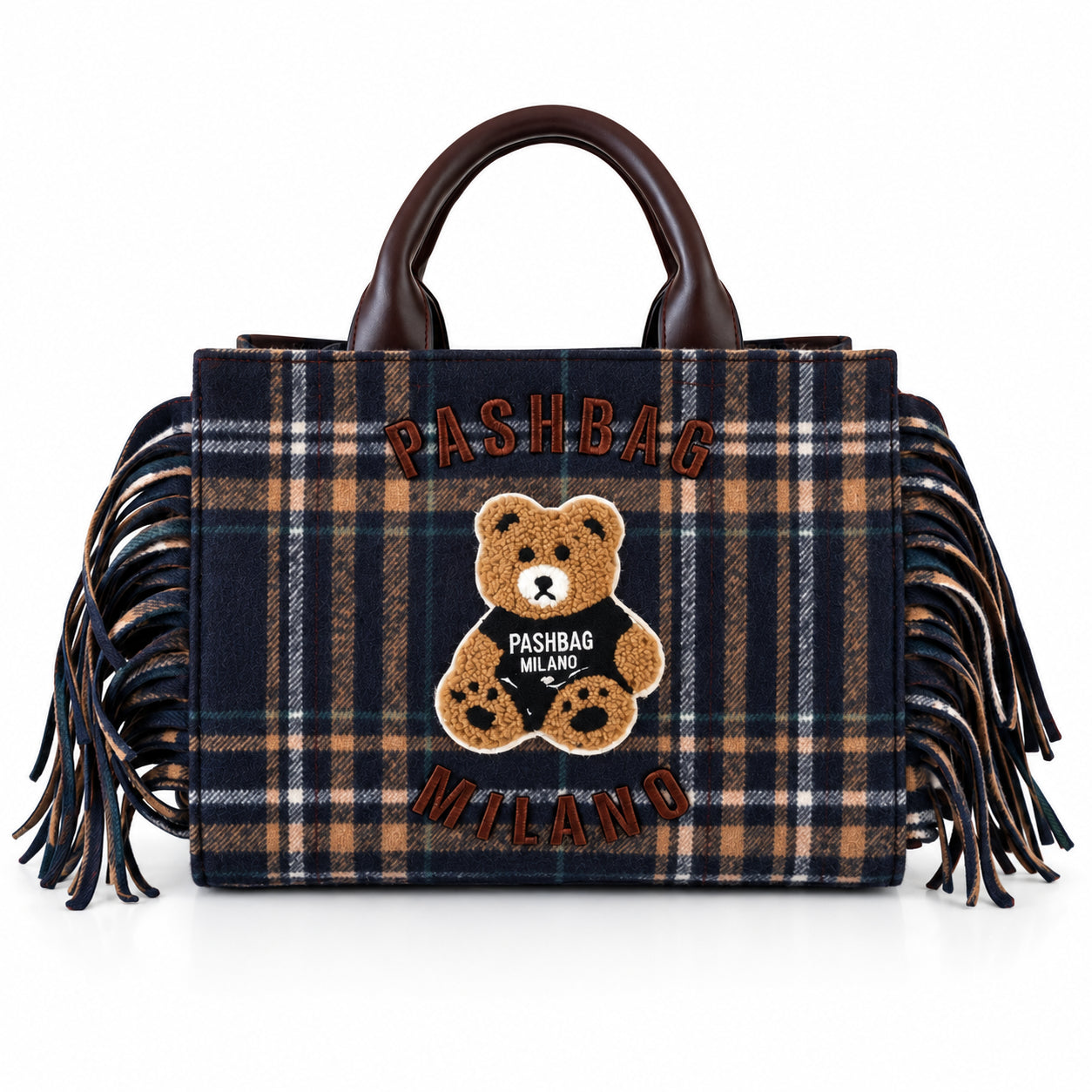 Borsa a mano Pash Bag Sheperd Yard Marge in lana con orsetto e frange