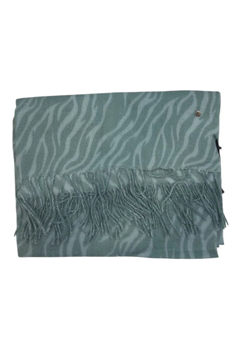 Sciarpa Y Not con frange e fantasia animalier VERDE TU | Giò Fashion