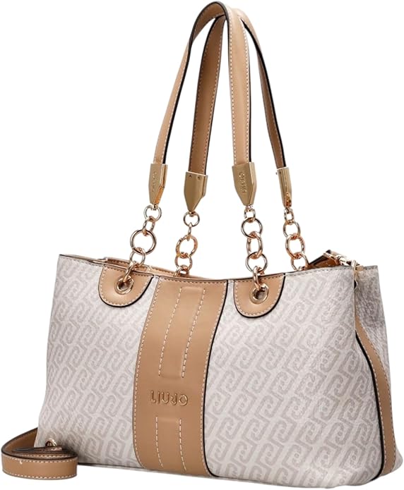 Borsa a Spalla Liu Jo con Logo All Over e Dettagli Catena