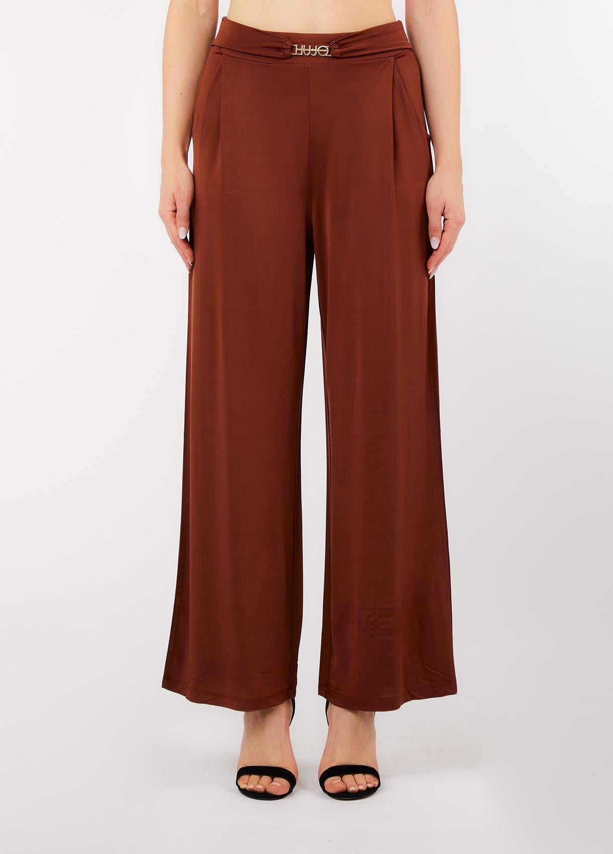 Pantaloni Palazzo Liu Jo Donna con Dettaglio Logo in Vita
