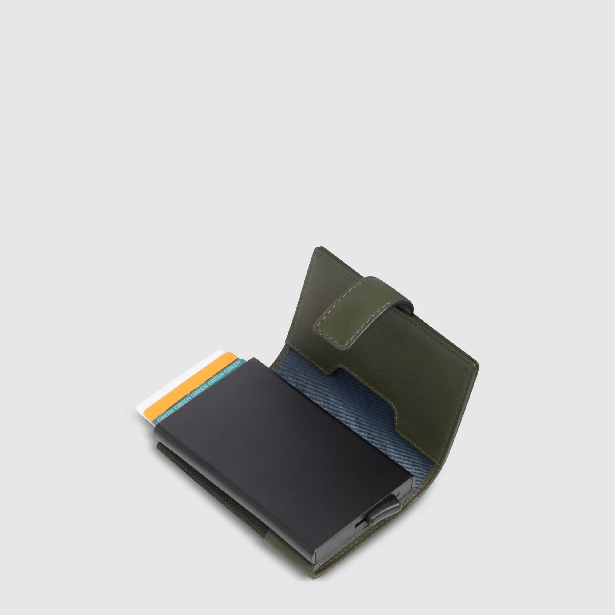 Piquadro Portacarte di Credito Automatico in Pelle e Metallo Sync con Protezione RFID