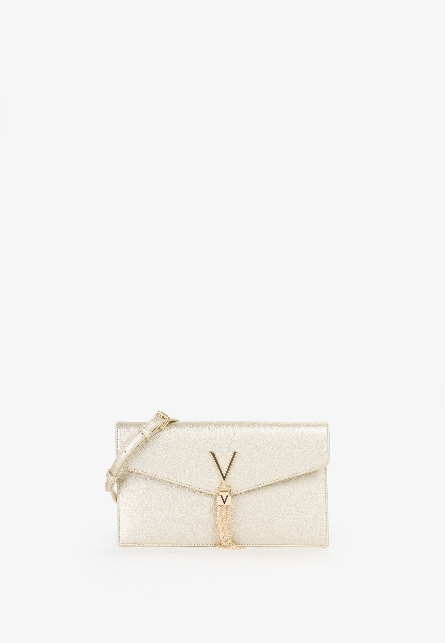 Borsa a tracolla donna Mario Valentino con chiusura a patta e dettaglio V con catena ECRU TU | Giò Fashion