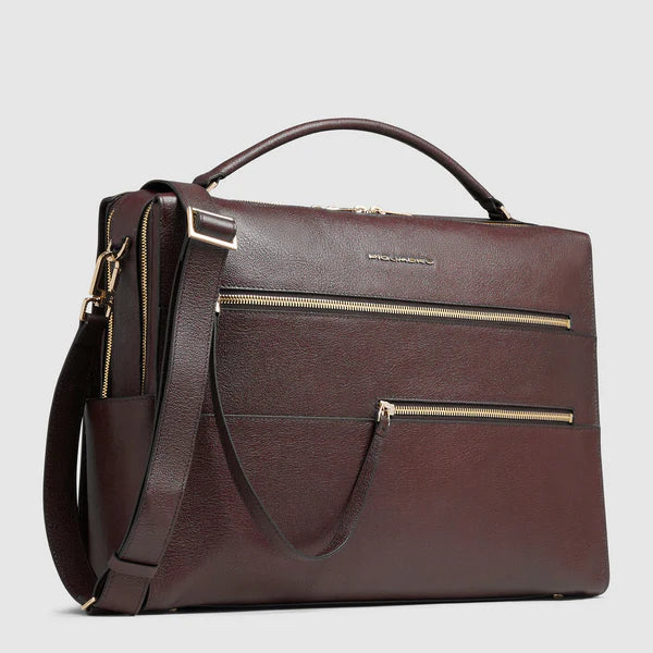 Borsa Piquadro in pelle con scomparto per laptop e doppia tasca frontale BORDEAUX TU | Giò Fashion