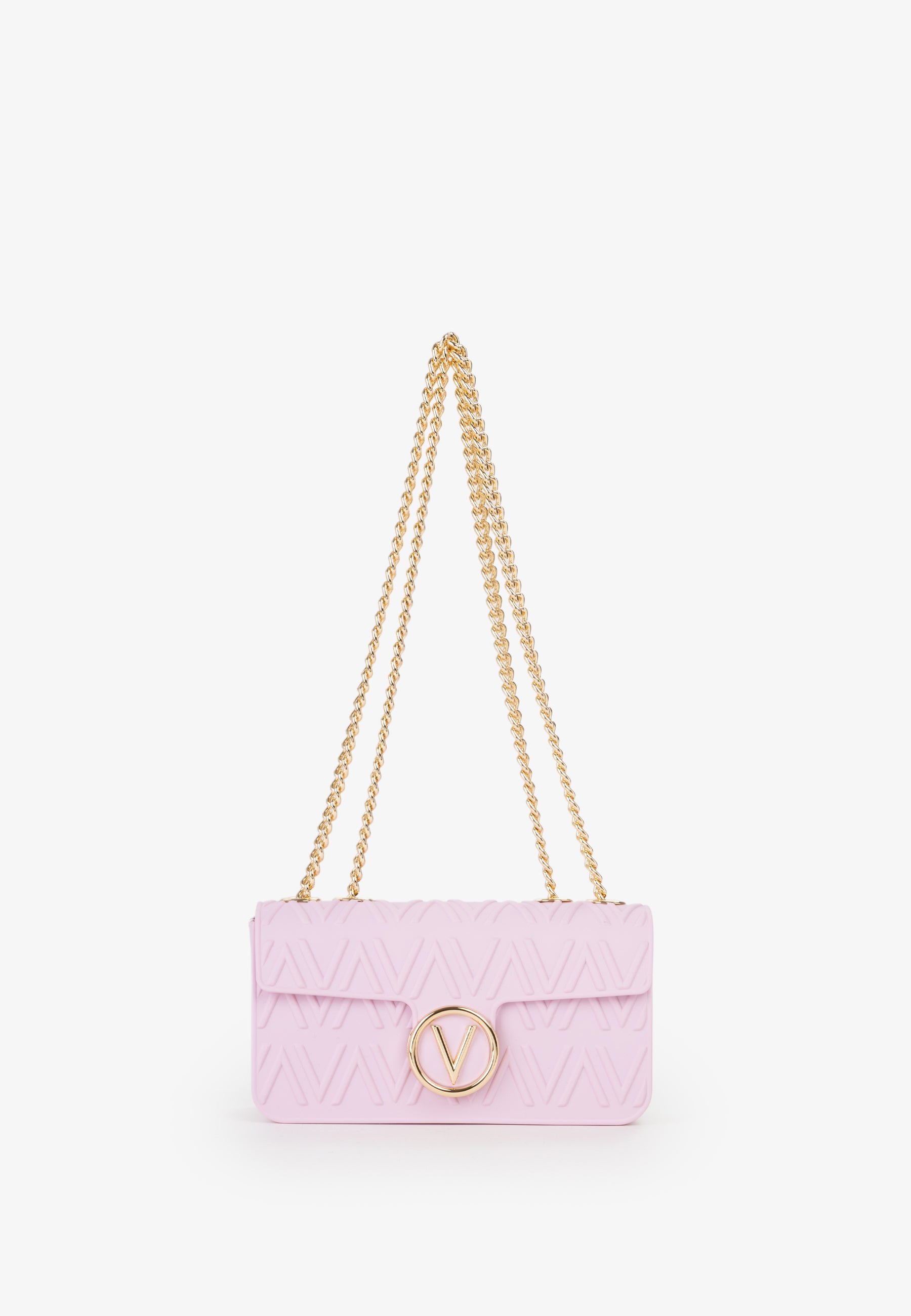Borsa a spalla Mario Valentino con catena dorata e logo frontale iconico Cipria TU | Giò Fashion