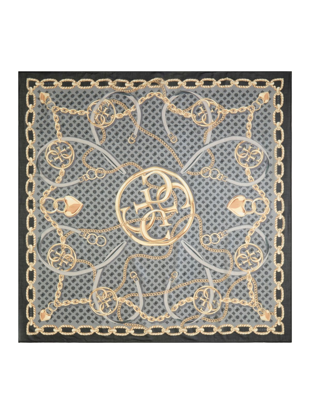 Foulard Guess donna con motivo catene e logo centrale Nero TU | Giò Fashion