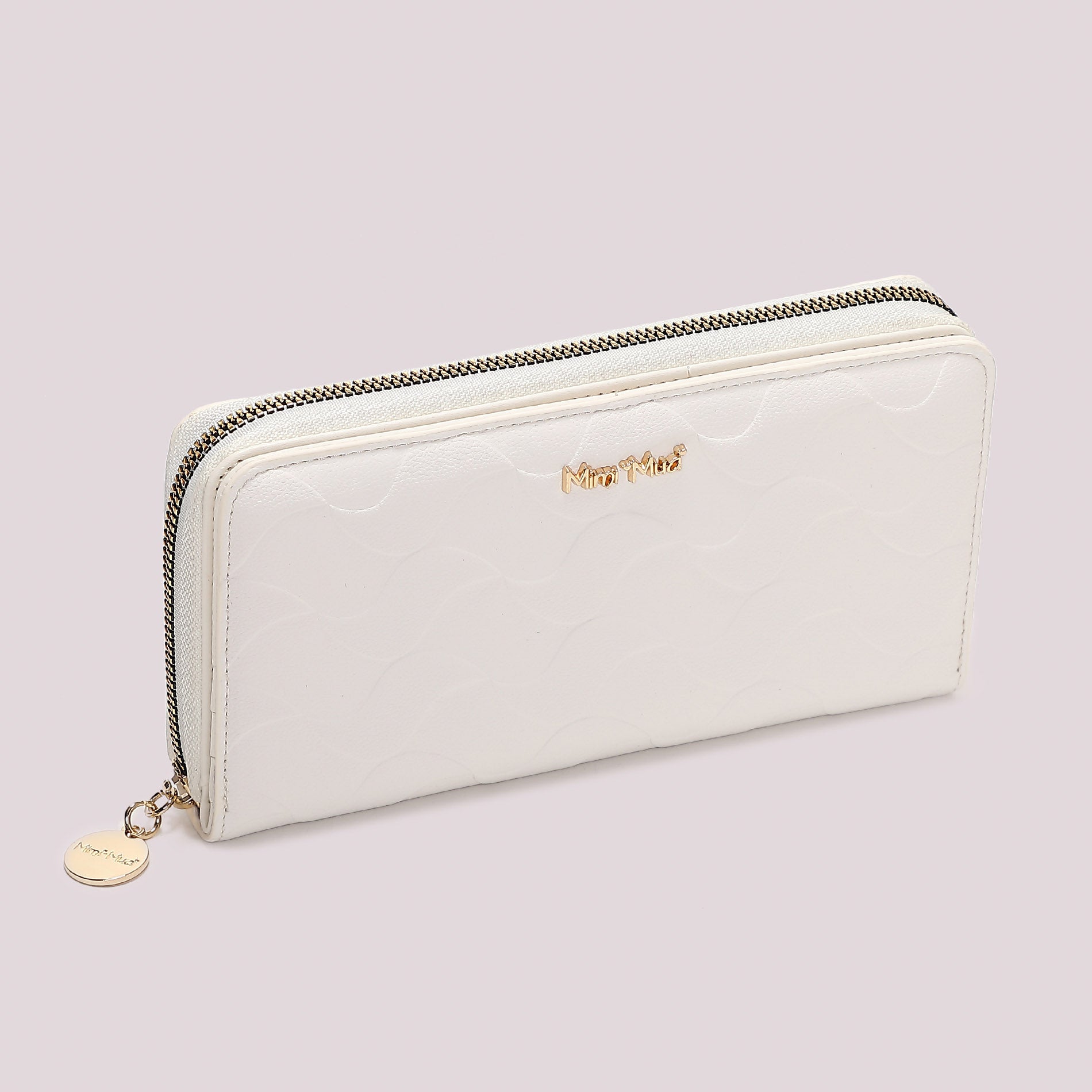 Portafoglio donna Mimi Mua grande zip around con motivo trapuntato elegante Bianco TU | Giò Fashion
