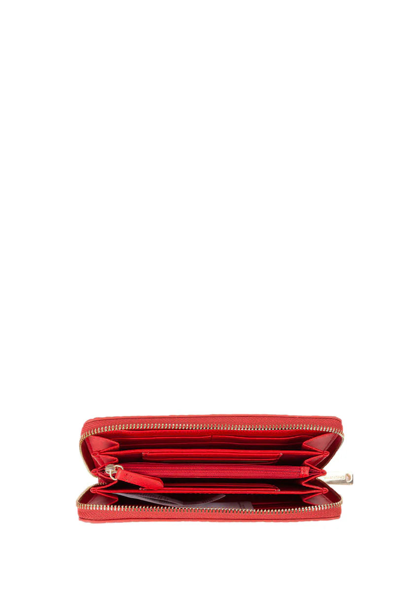 Valentino portafoglio donna zip around con logo in rilievo Rosso TU | Giò Fashion