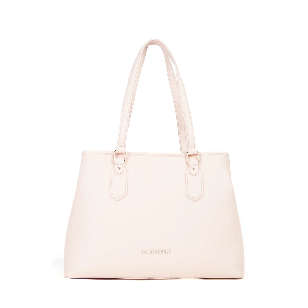 Shopping bag Valentino Brixton in nappa con doppio manico e finitura effetto grana Beige TU | Giò Fashion