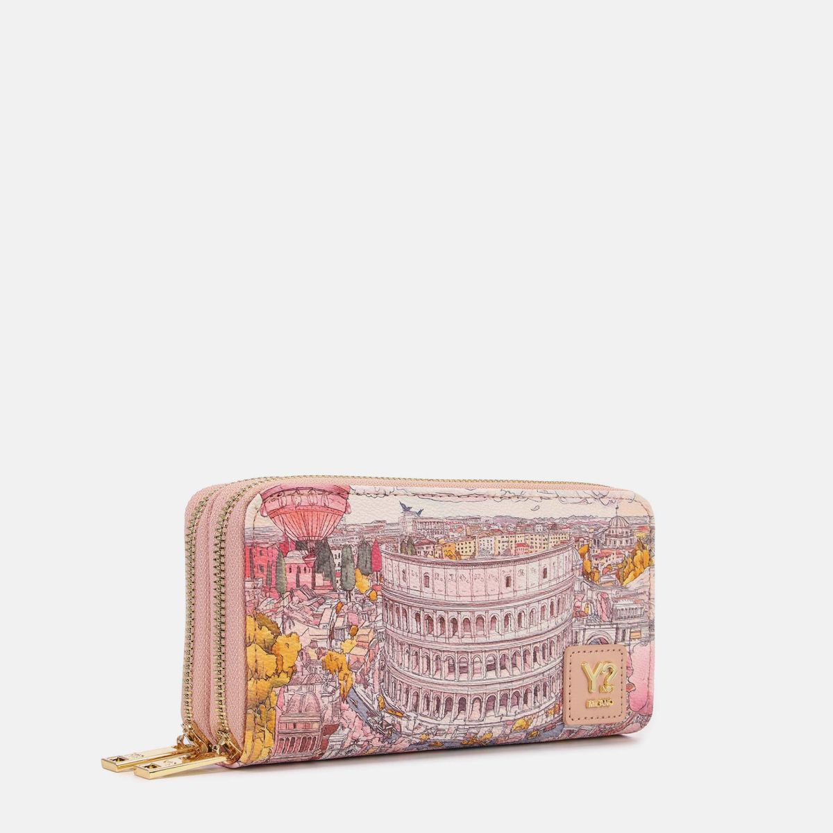 Portafoglio Donna Ynot? Fashionopoly London con Zip in Ecopelle Stampata