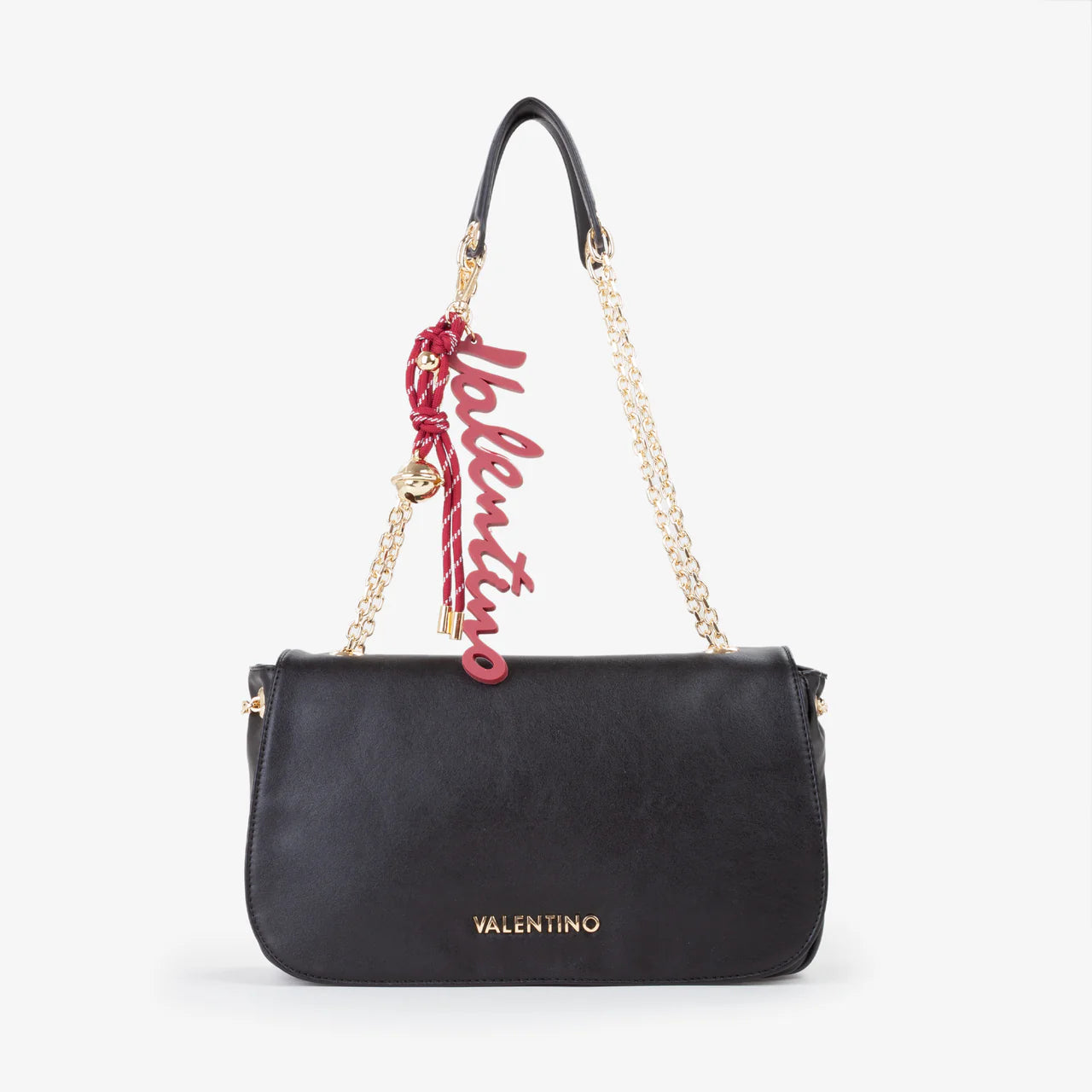 Valentino borsa a spalla con catena e charm logo Nero TU | Giò Fashion