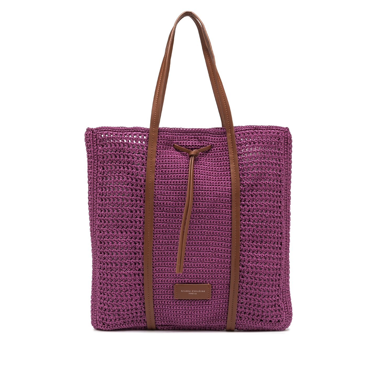 Shopping bag Gianni Chiarini in tessuto uncinetto con design raffinato Viola TU | Giò Fashion