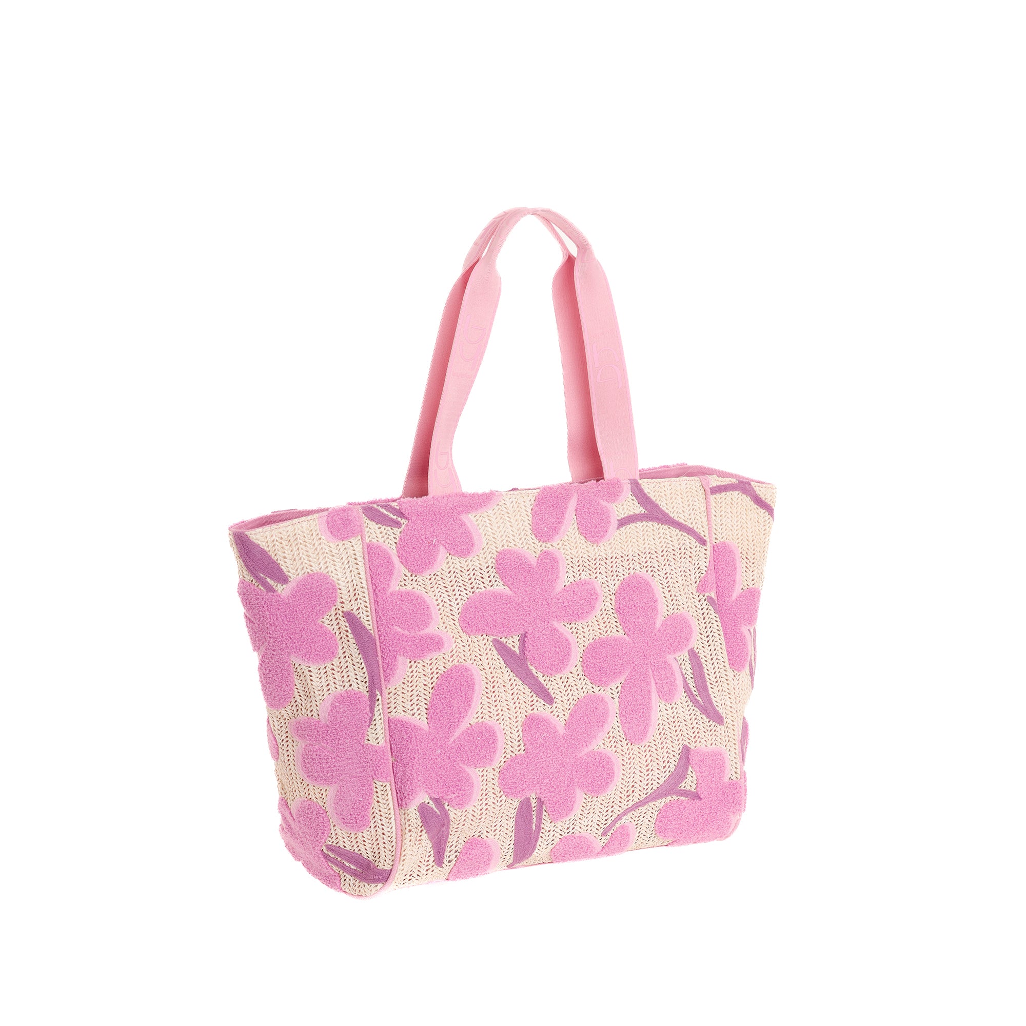 Borsa shopping Byblos donna in tessuto con fantasia floreale e manici a spalla Viola TU | Giò Fashion