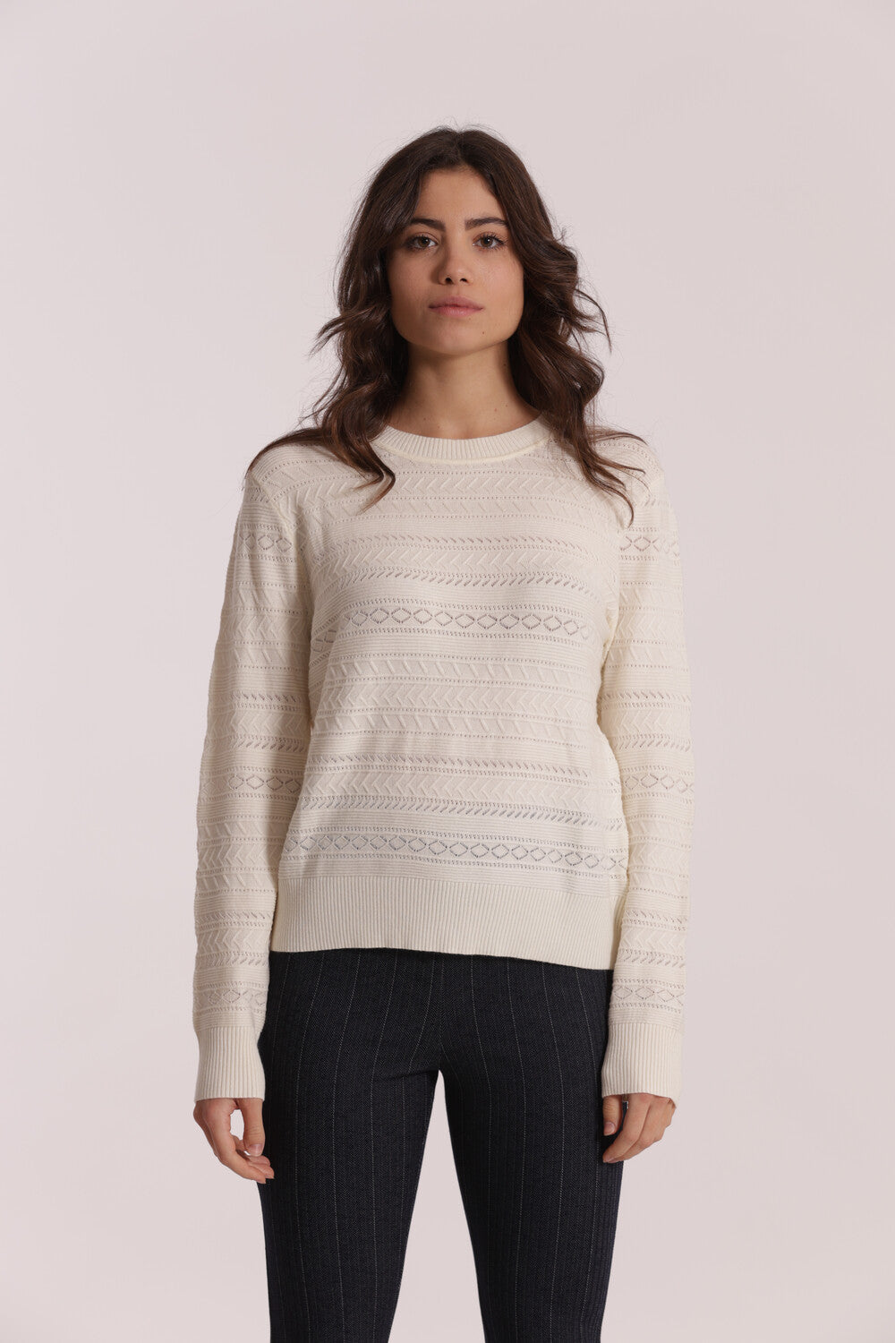 Maglia Mimi Mua con lavorazione traforata Bianco XL | Giò Fashion