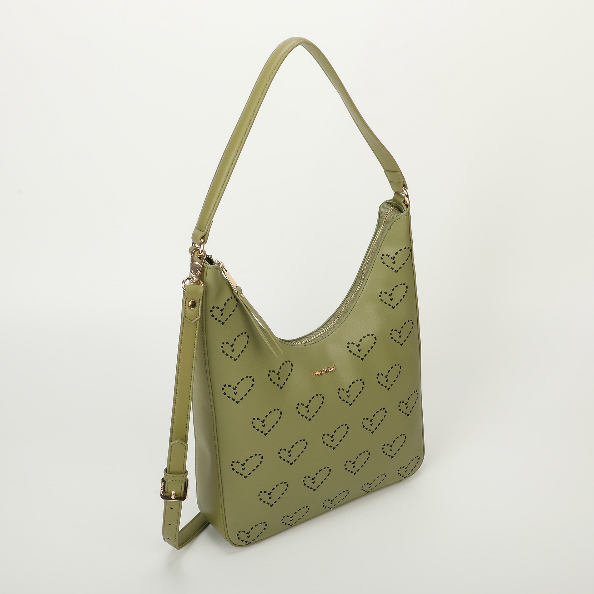 Mimi Mua Borsa a Spalla con Motivo Cuori Traforati